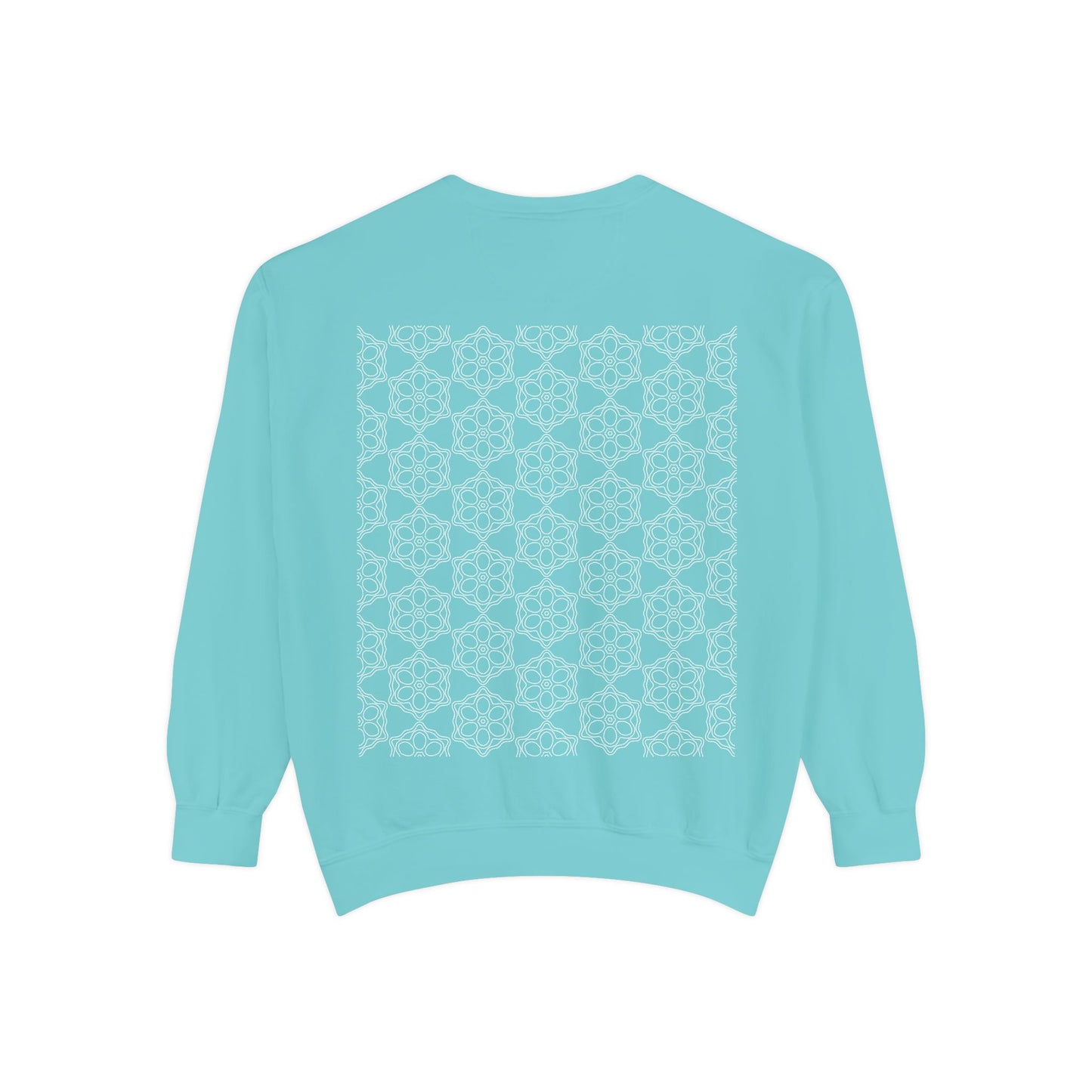 Garment-Dyed Sweatshirt with Elegant Floral Design, Cozy Unisex Sweater, Fashionable Casual Wear, Gift for Her, Perfect for Spring Style