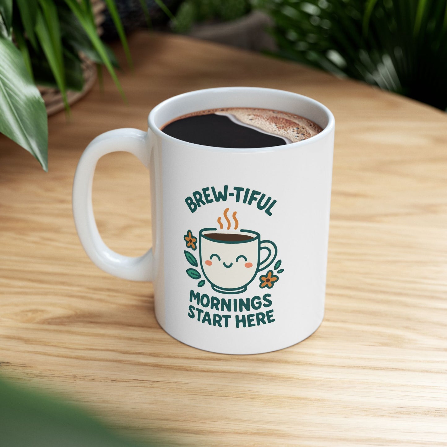 Botanical Ceramic Mug, Coffee Cup, Tea Mug, Gifts for Plant Lovers, Home Decor, Mother's Day, Inspirational Quote