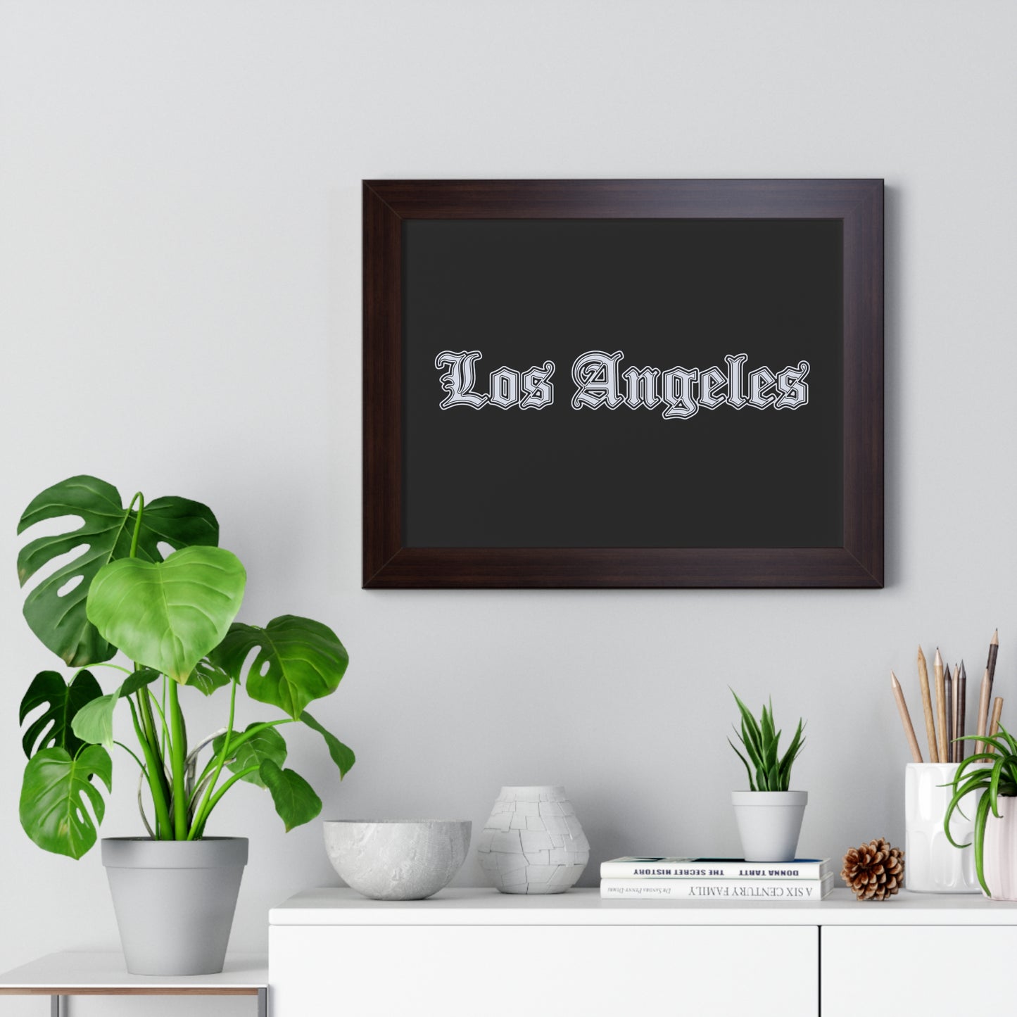 Los Angeles Framed Horizontal Poster, Wall Art, Home Decor, Gift for LA Lovers, Modern Wall Art, Interior Decoration - Silver Edition