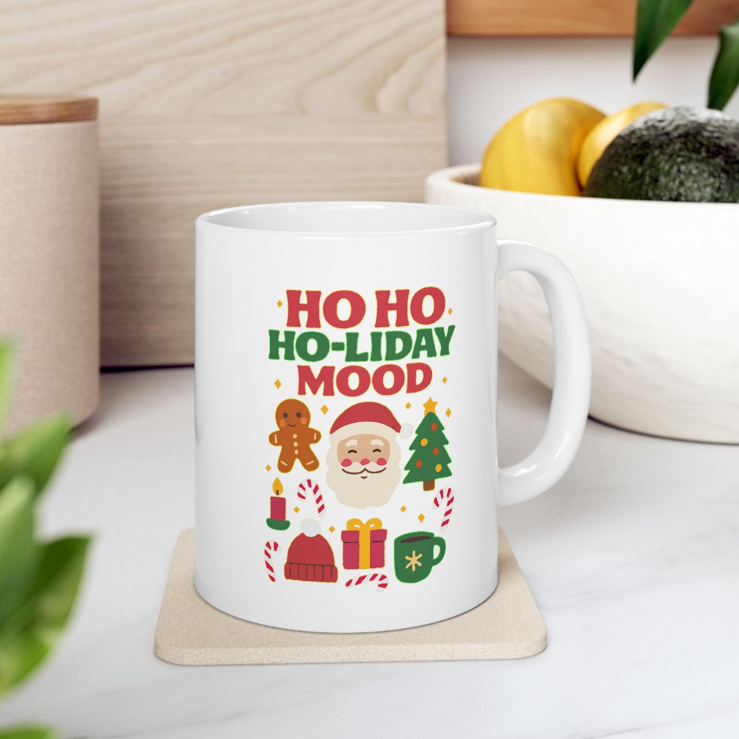 Festive Holiday Ceramic Mug, Christmas Coffee Cup, Holiday Gift Mug, Cute Gingerbread Design, Cozy Winter Drinkware