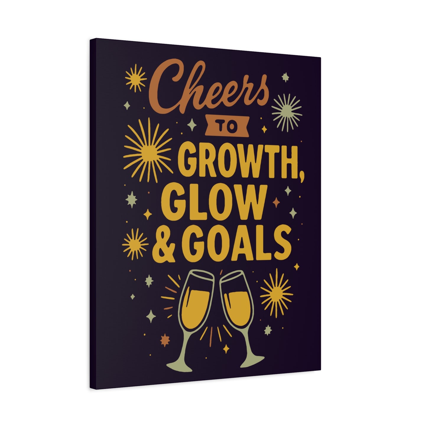 Cheers to Growth Canvas Wall Art, Motivational Decor, Inspirational Print for Home, Office, Gift for Graduates, New Year Vibes