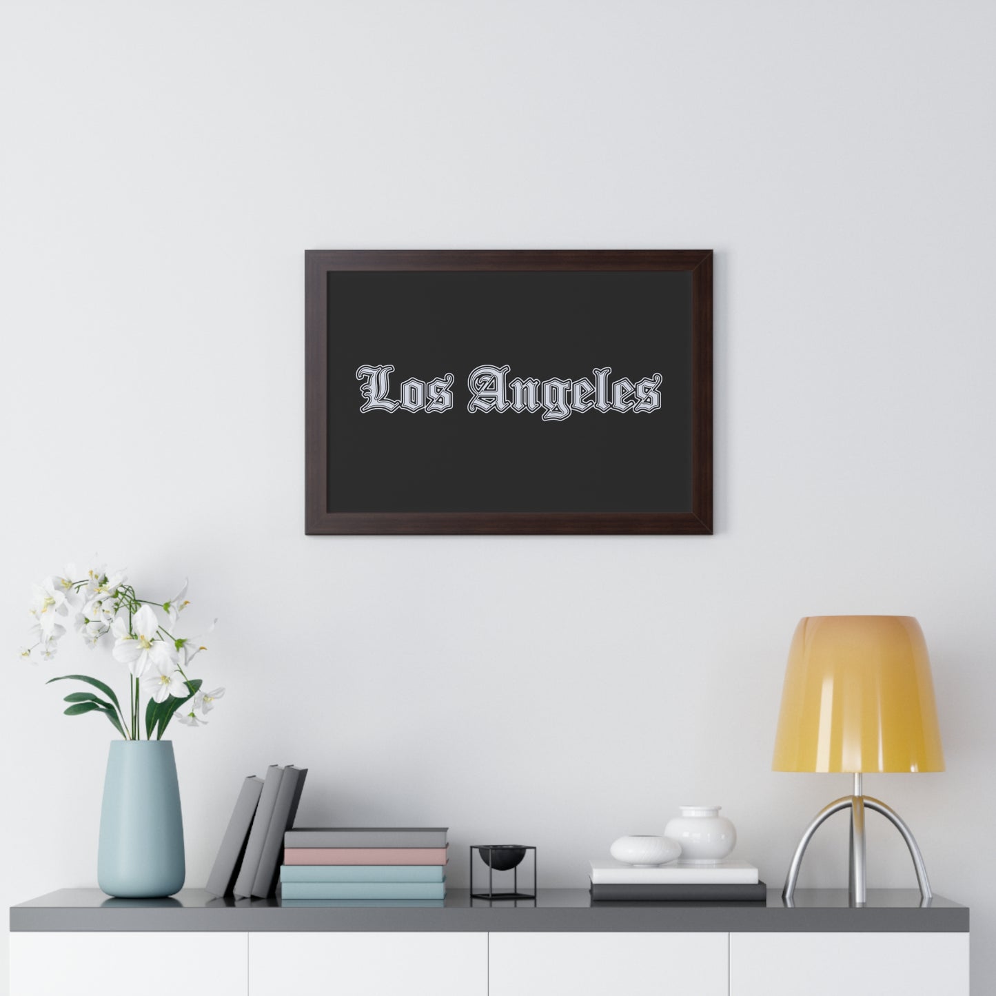 Los Angeles Framed Horizontal Poster, Wall Art, Home Decor, Gift for LA Lovers, Modern Wall Art, Interior Decoration - Silver Edition