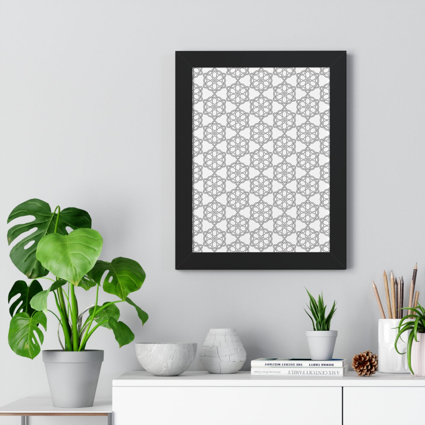 Elegant Geometric Framed Vertical Poster, Home Decor Art, Wall Art, Bohemian Vibes, Modern Design, Gift for Art Lovers