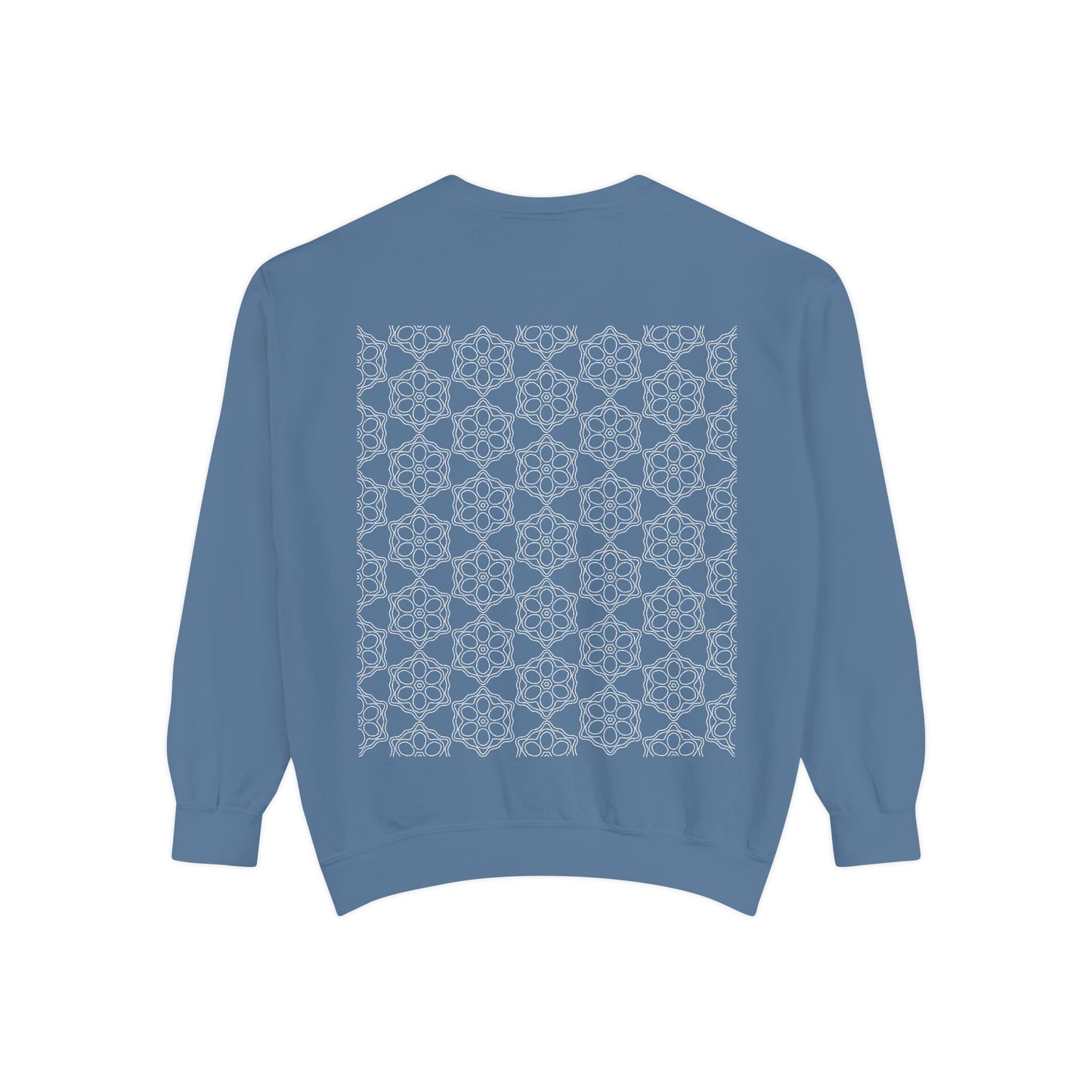 Garment-Dyed Sweatshirt with Elegant Floral Design, Cozy Unisex Sweater, Fashionable Casual Wear, Gift for Her, Perfect for Spring Style