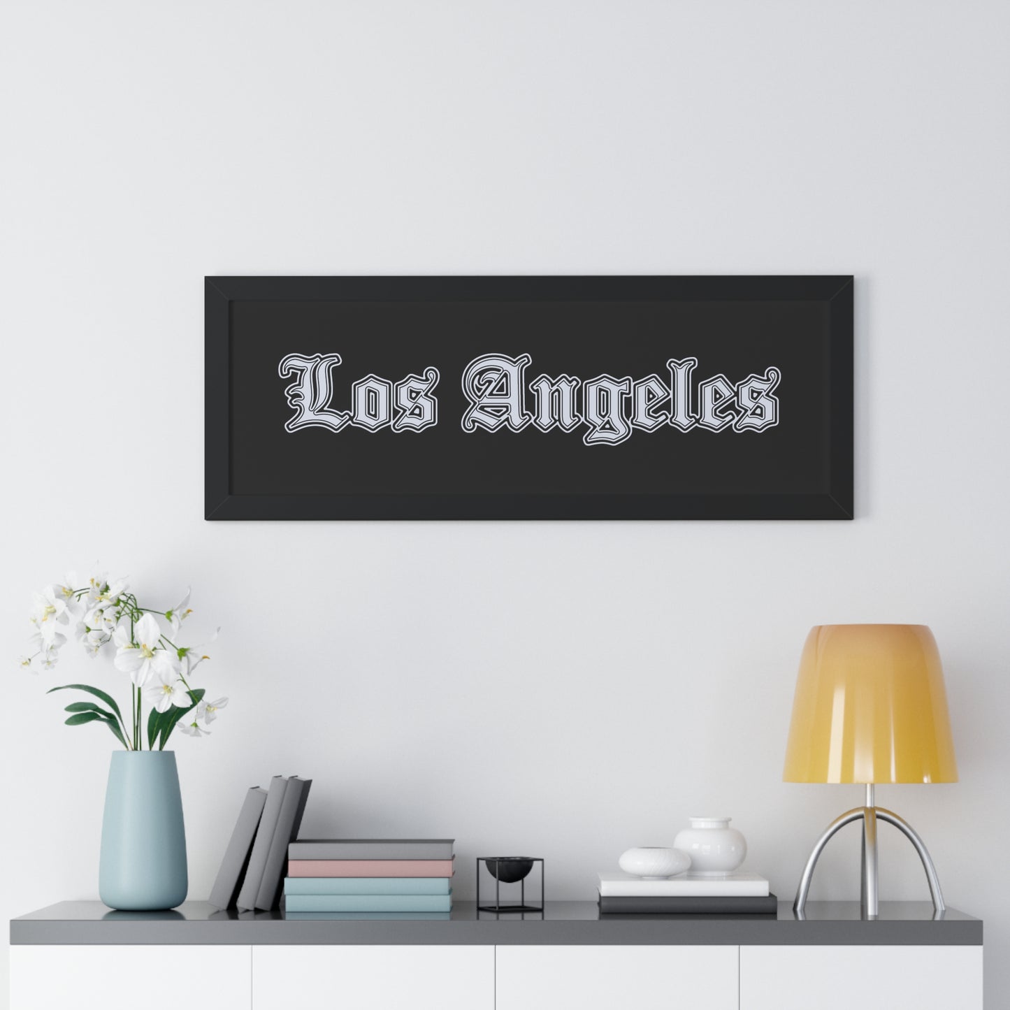Los Angeles Framed Horizontal Poster, Wall Art, Home Decor, Gift for LA Lovers, Modern Wall Art, Interior Decoration - Silver Edition