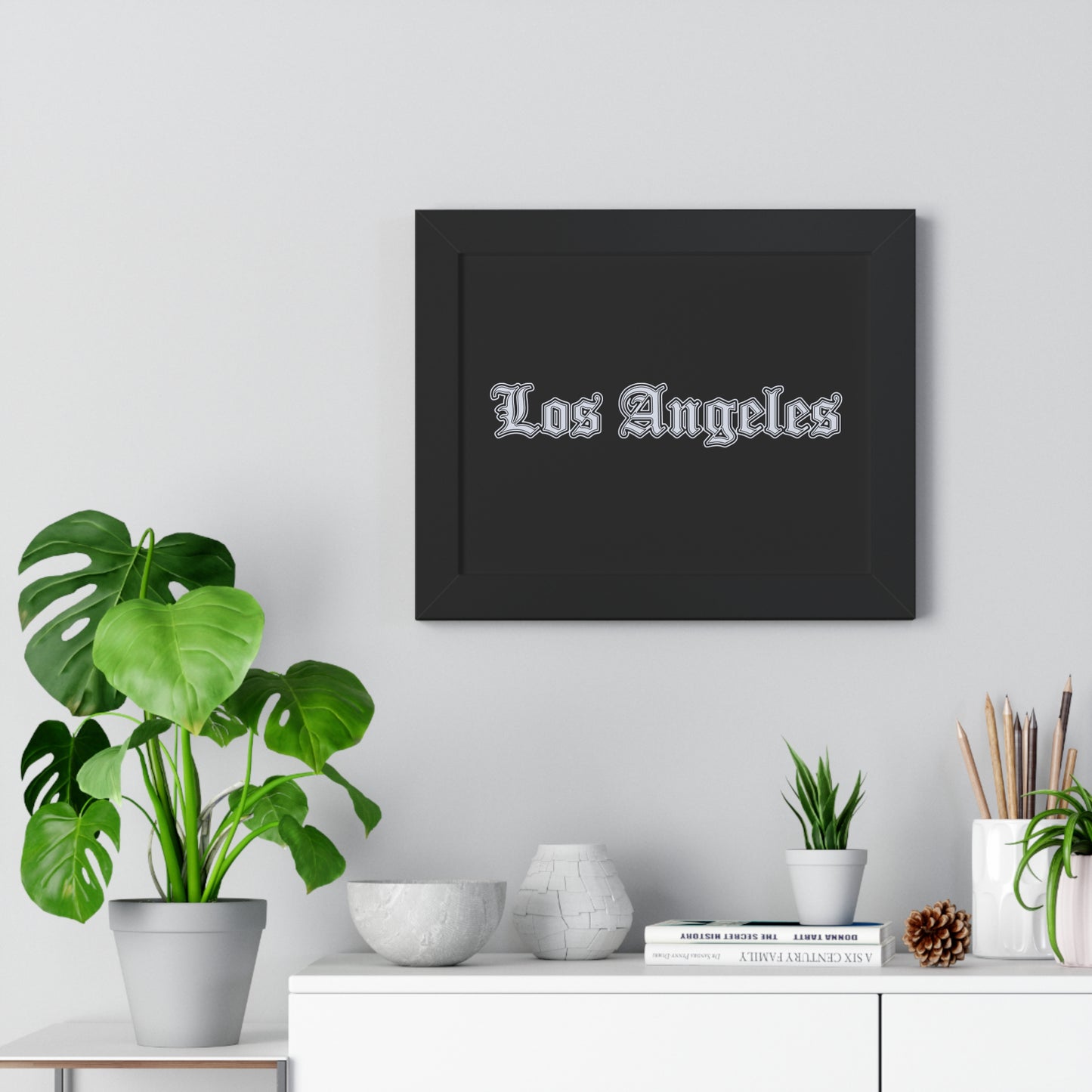 Los Angeles Framed Horizontal Poster, Wall Art, Home Decor, Gift for LA Lovers, Modern Wall Art, Interior Decoration - Silver Edition