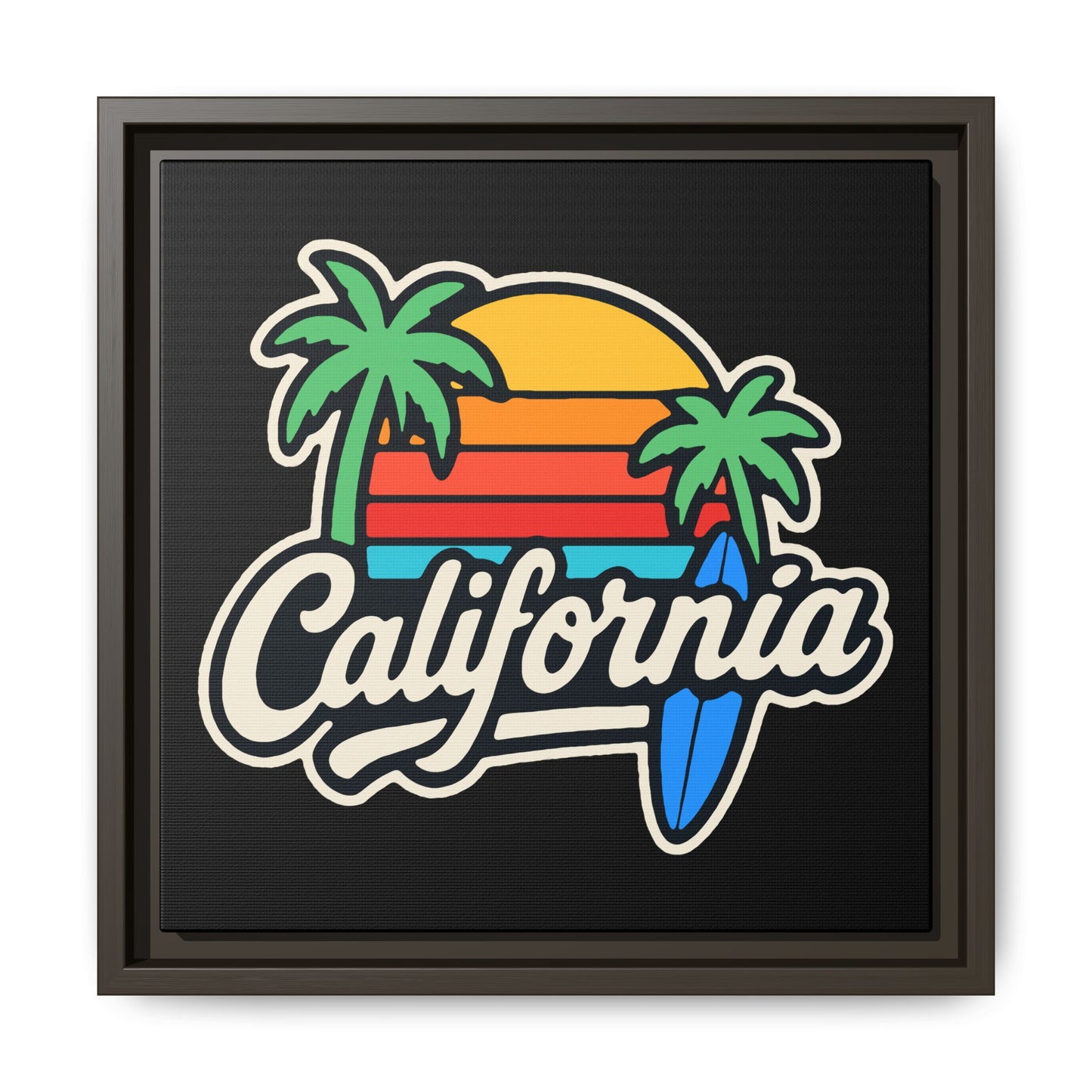 California Sunset Canvas Art, Framed Wall Decor, Tropical Beach Vibe, Home & Office Decor, Gift for Beach Lovers, Summer Art
