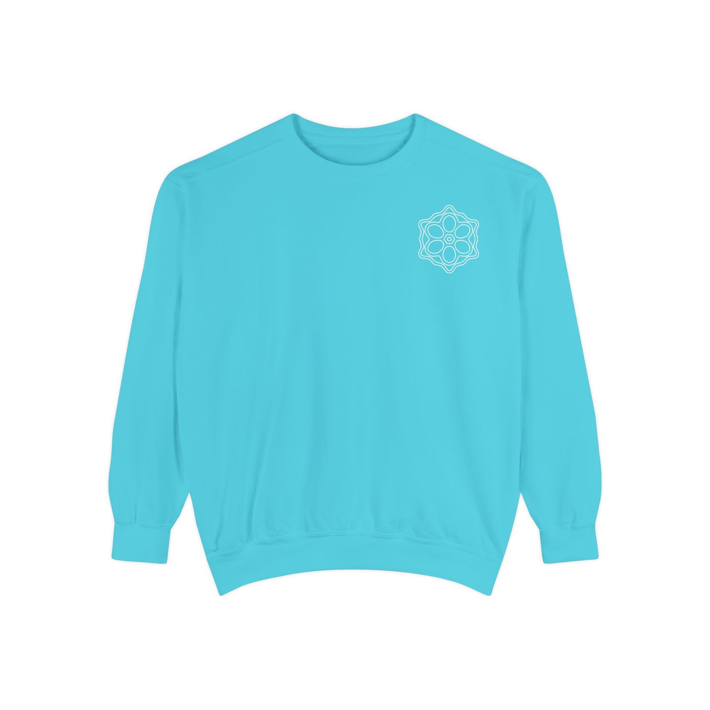 Garment-Dyed Sweatshirt with Elegant Floral Design, Cozy Unisex Sweater, Fashionable Casual Wear, Gift for Her, Perfect for Spring Style