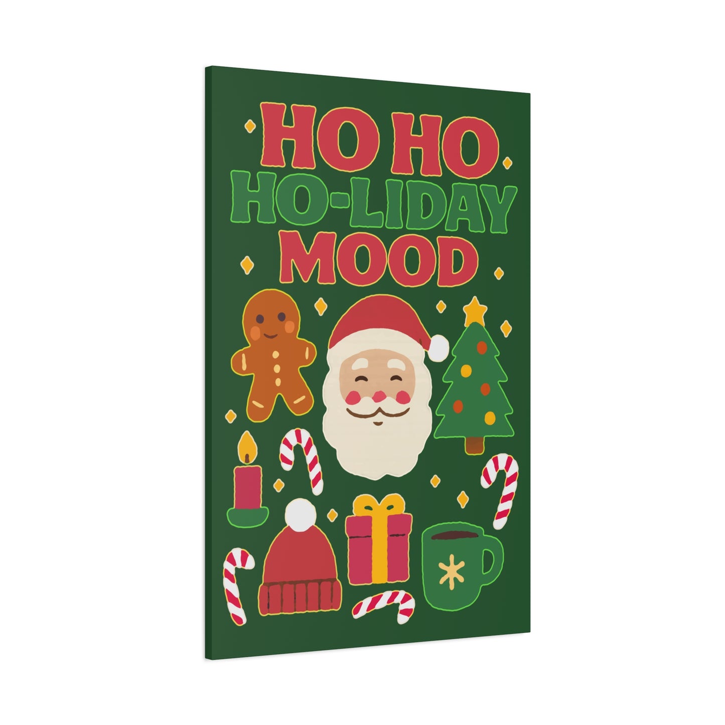 Holiday Canvas Wall Art, Festive Decor for Christmas, Santa and Gingerbread Vibe, Seasonal Home Decoration, Gift for Christmas Lovers