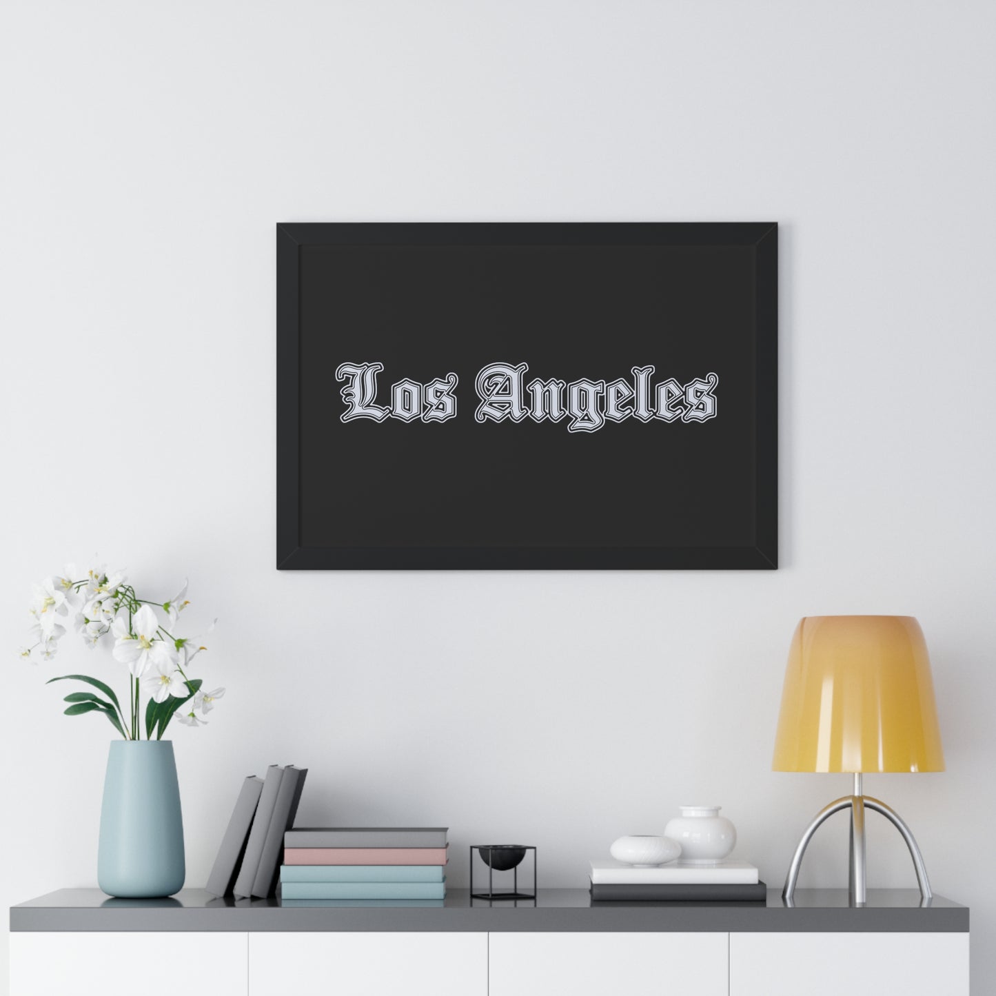Los Angeles Framed Horizontal Poster, Wall Art, Home Decor, Gift for LA Lovers, Modern Wall Art, Interior Decoration - Silver Edition