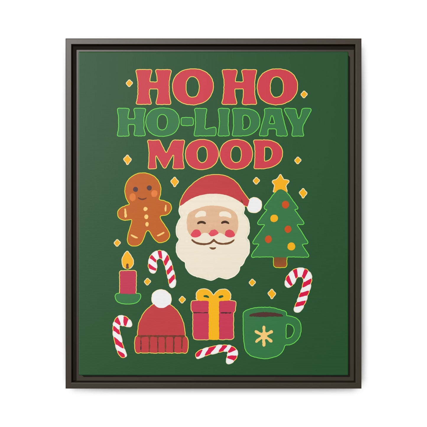 Framed Canvas Art, Festive Holiday, Cheerful Wall Art for Christmas, Santa Decor, Ho Ho Ho Seasonal Gift, Holiday Mood Wall Art
