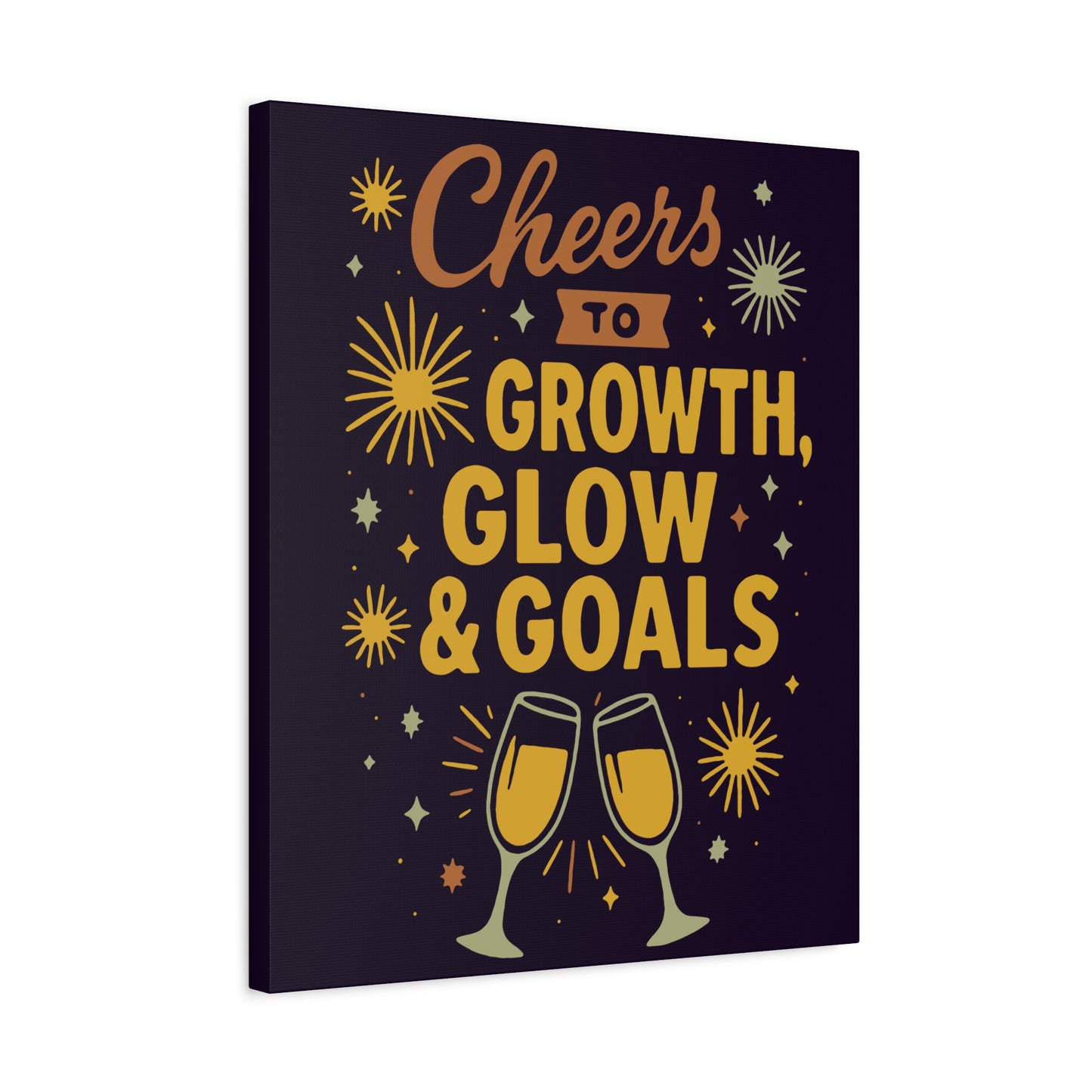 Cheers to Growth Canvas Wall Art, Motivational Decor, Inspirational Print for Home, Office, Gift for Graduates, New Year Vibes