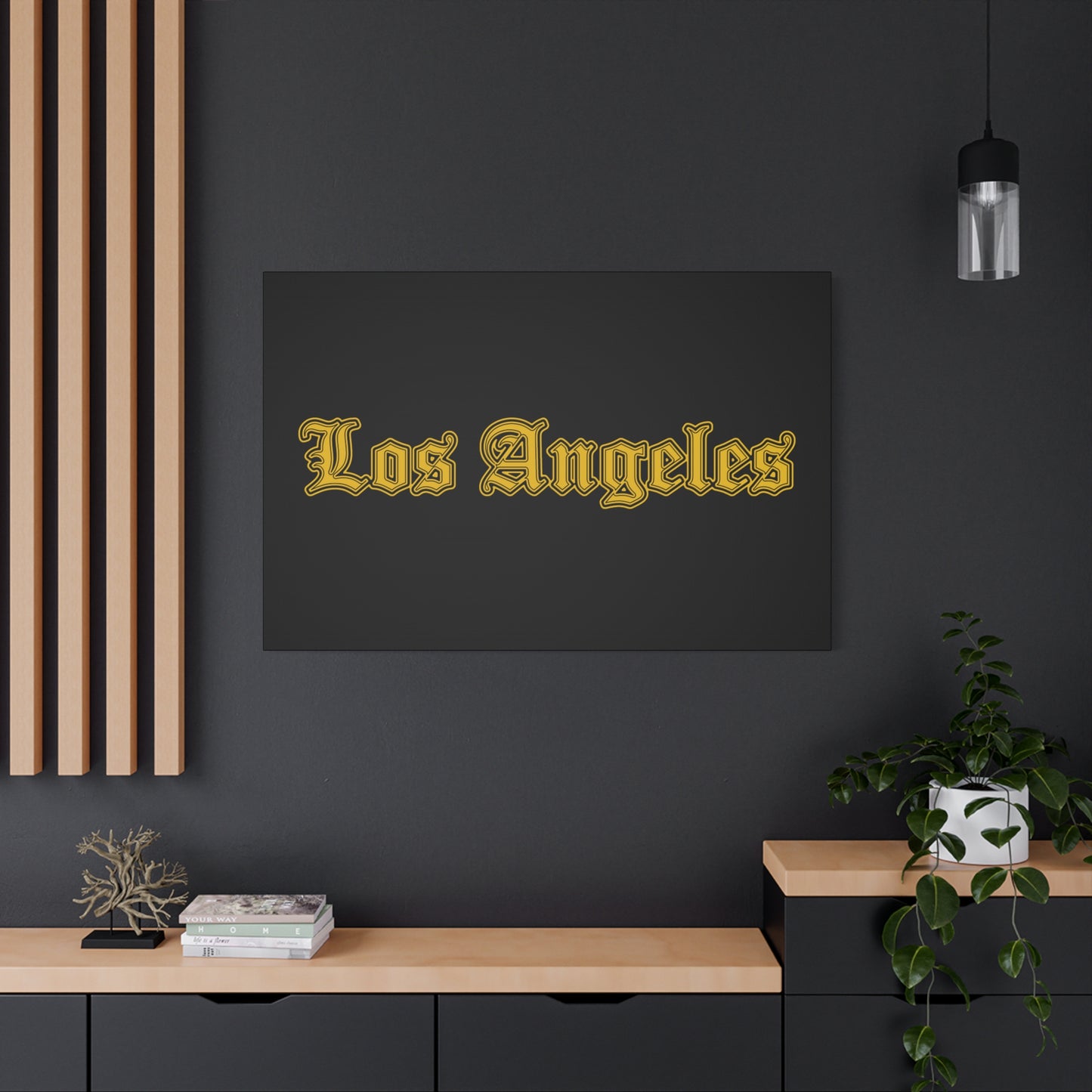 Los Angeles Stretched Canvas Art Print, Urban Home Decor, Gift for LA Lovers, Modern Art Piece - Golden Edition