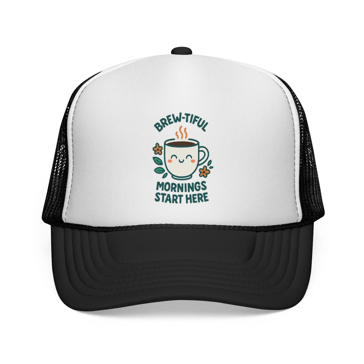 Coffee Lovers Trucker Cap, Brew-tiful Mornings Start Here, Coffee Hat