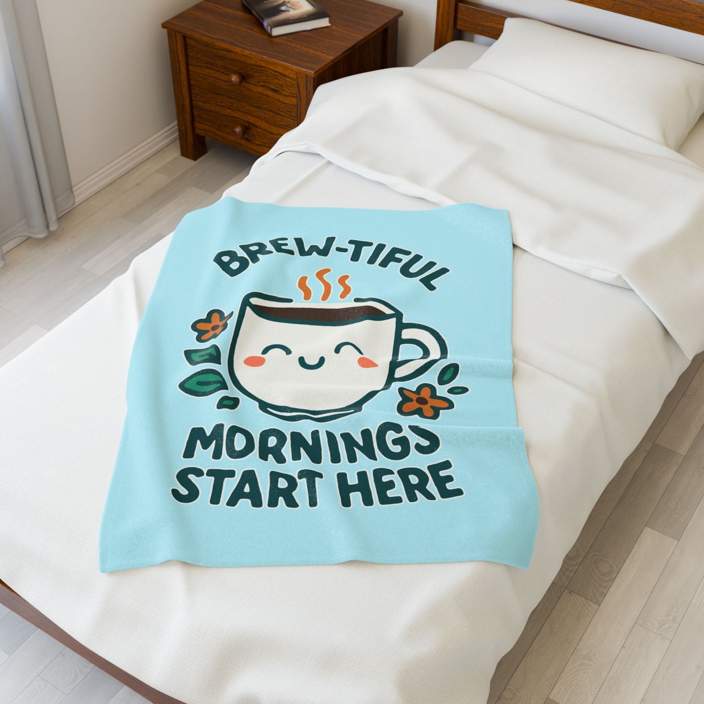 Brew-tiful Mornings Plush Blanket, Cozy Throw for Coffee Lovers, Soft Blanket for Relaxation, Perfect Gift for Birthdays