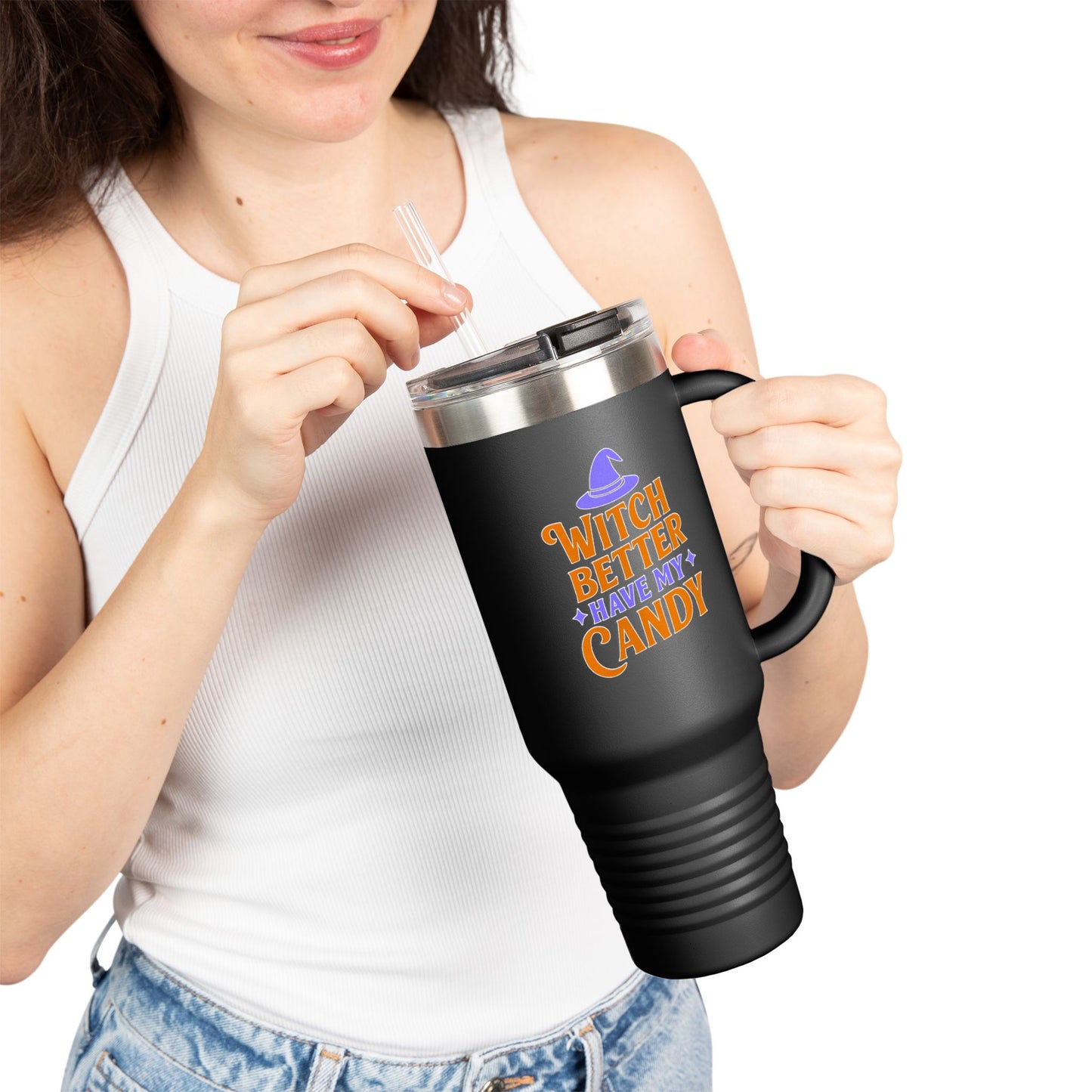 Witch-Themed Insulated Travel Mug, 40oz, Halloween Party, Gift for Witches, Reusable Coffee Cup, Fun Beverage Holder, Spooky Travel
