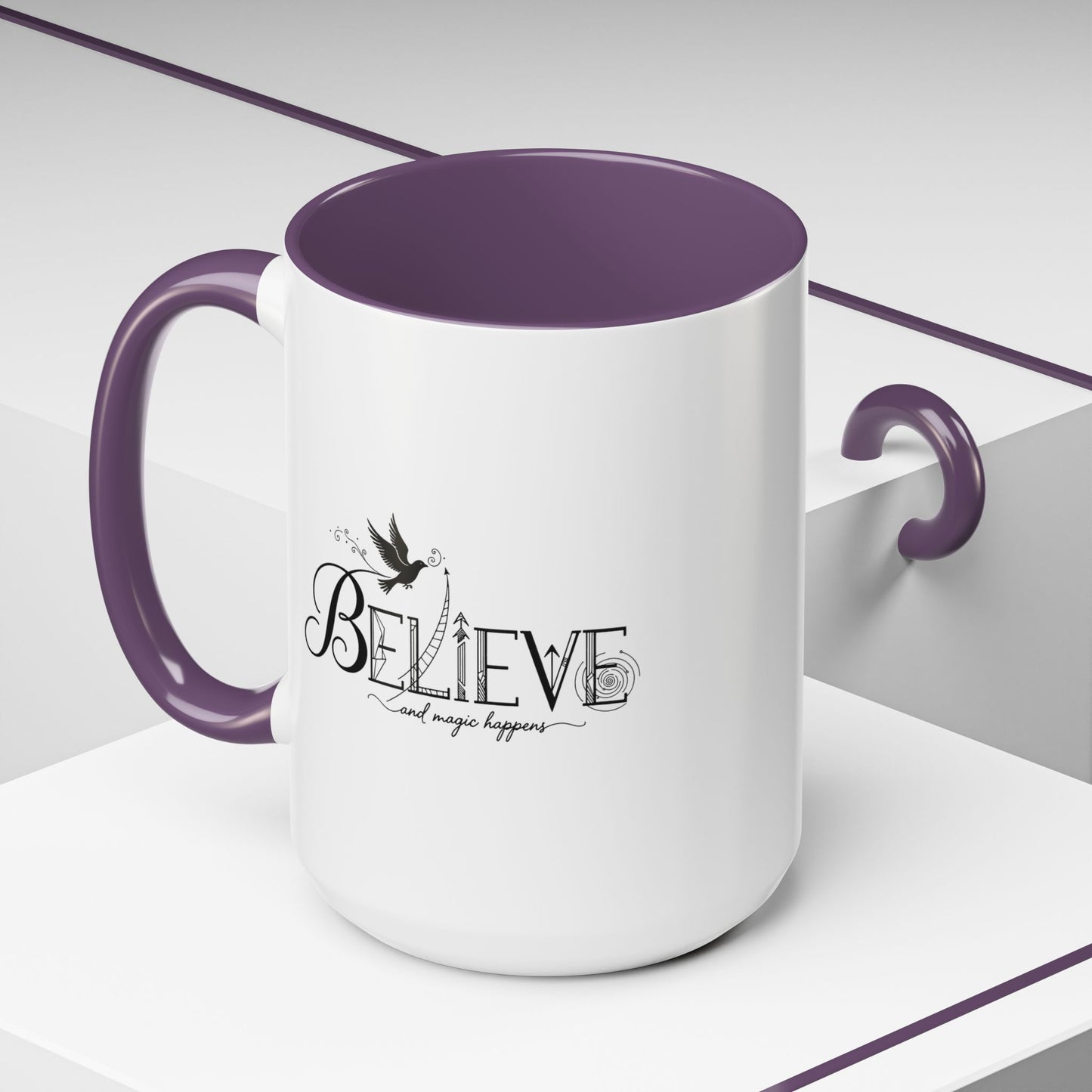 Believe and Magic Happens - Color Accent Mug