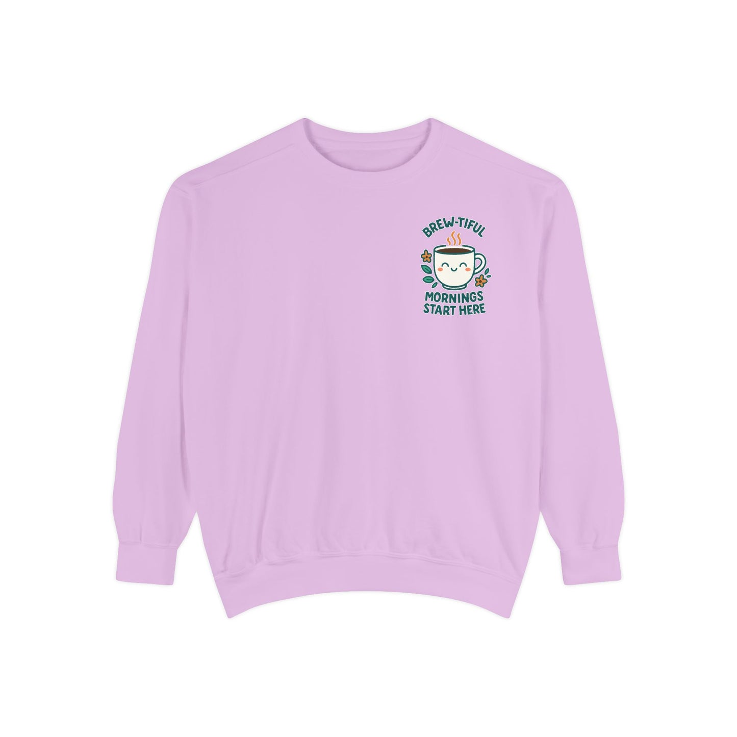 Cozy Coffee Sweatshirt, Brew-tiful Mornings Start Here, Unisex Pullover, Gift for Coffee Lovers, Casual Wear, Relaxed Style