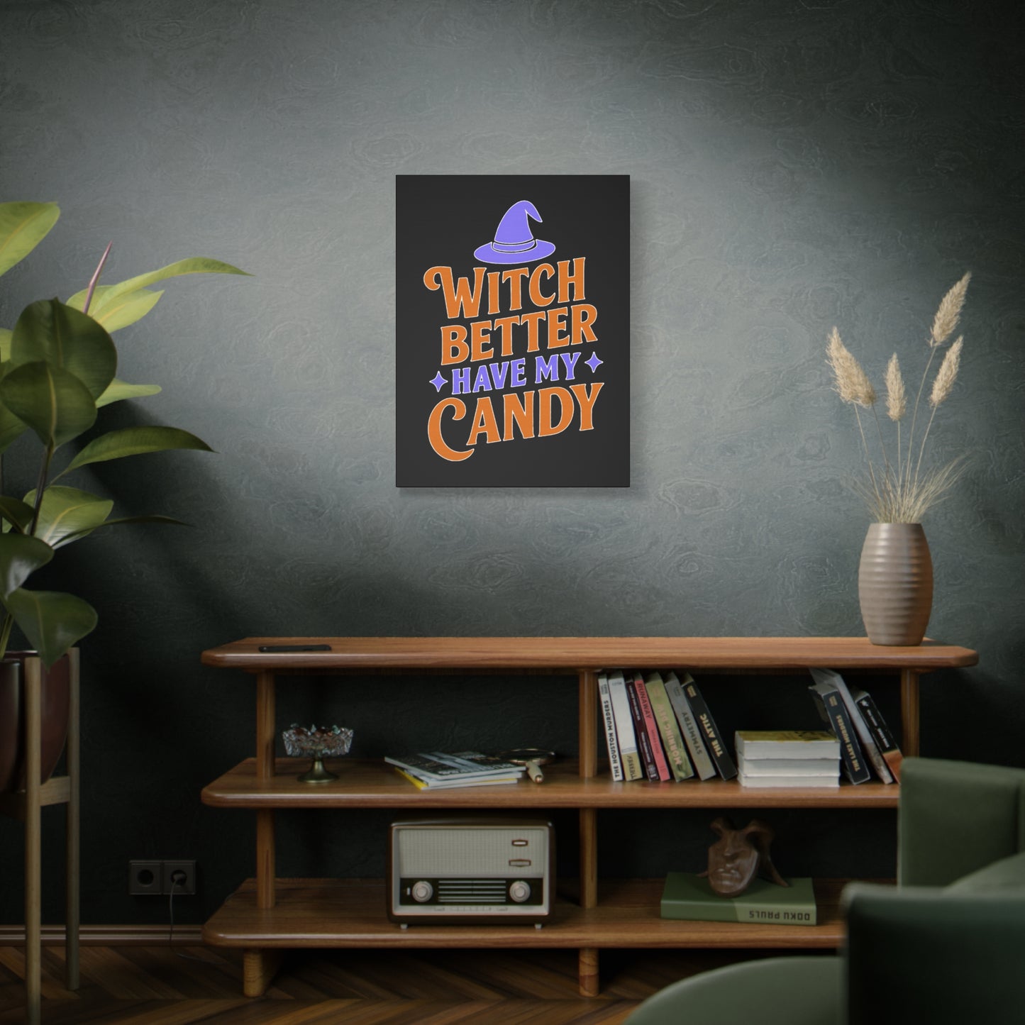Halloween Canvas Wall Art, Witch Better Have My Candy Sign, Spooky Decor, Trick or Treat Wall Hanging, Fall Home Decor, October Celebration