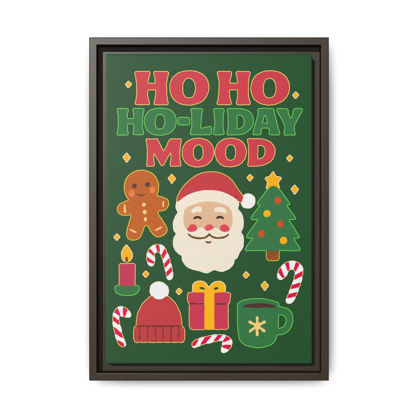 Framed Canvas Art, Festive Holiday, Cheerful Wall Art for Christmas, Santa Decor, Ho Ho Ho Seasonal Gift, Holiday Mood Wall Art