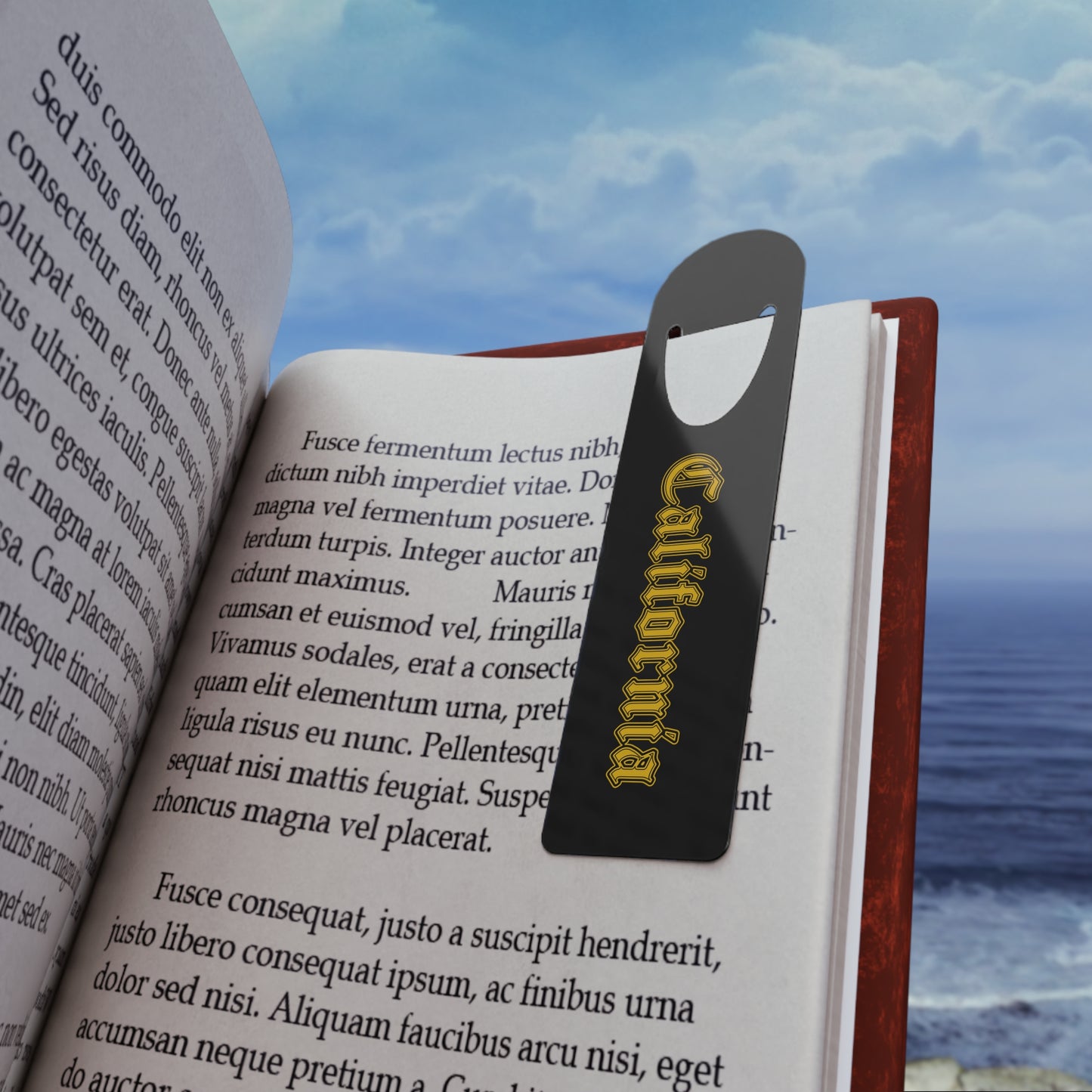 Stylish California Bookmark - Elegant Metal Page Marker - Golden Edition