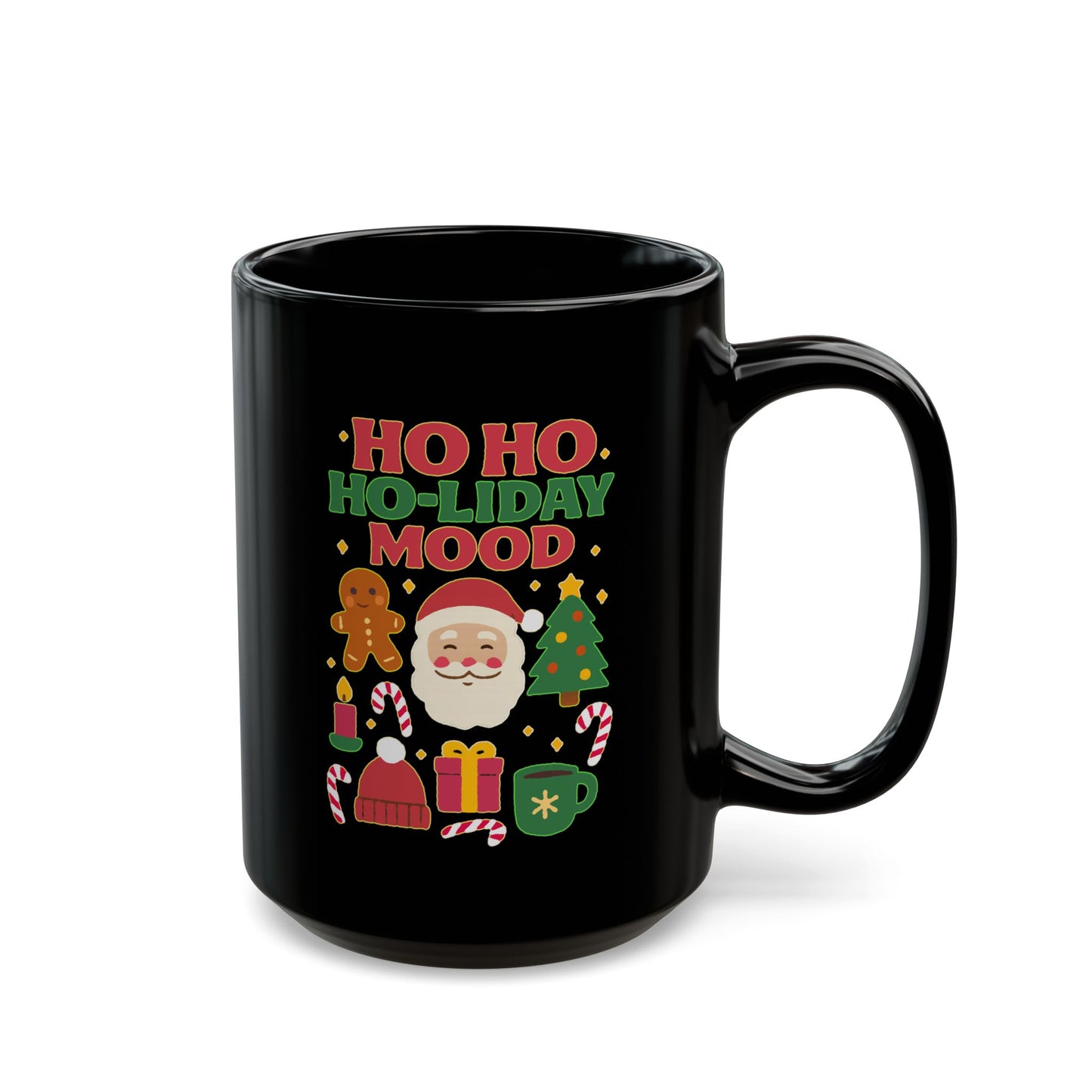 Festive Holiday Mug, 'Ho Ho Ho-liday Mood' Coffee Cup for Christmas, Gift for Him/Her, Cheerful Coffee Mug, Cute Holiday Decor