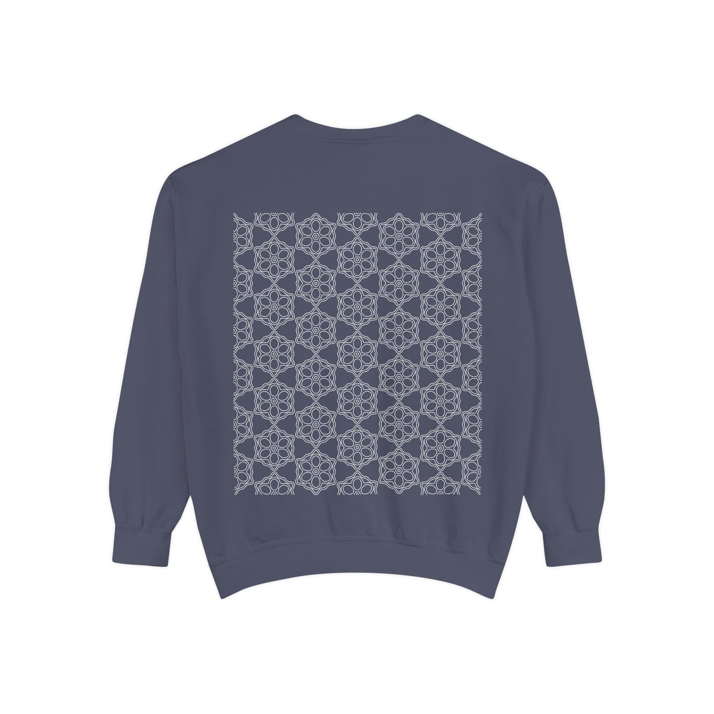 Garment-Dyed Sweatshirt with Elegant Floral Design, Cozy Unisex Sweater, Fashionable Casual Wear, Gift for Her, Perfect for Spring Style