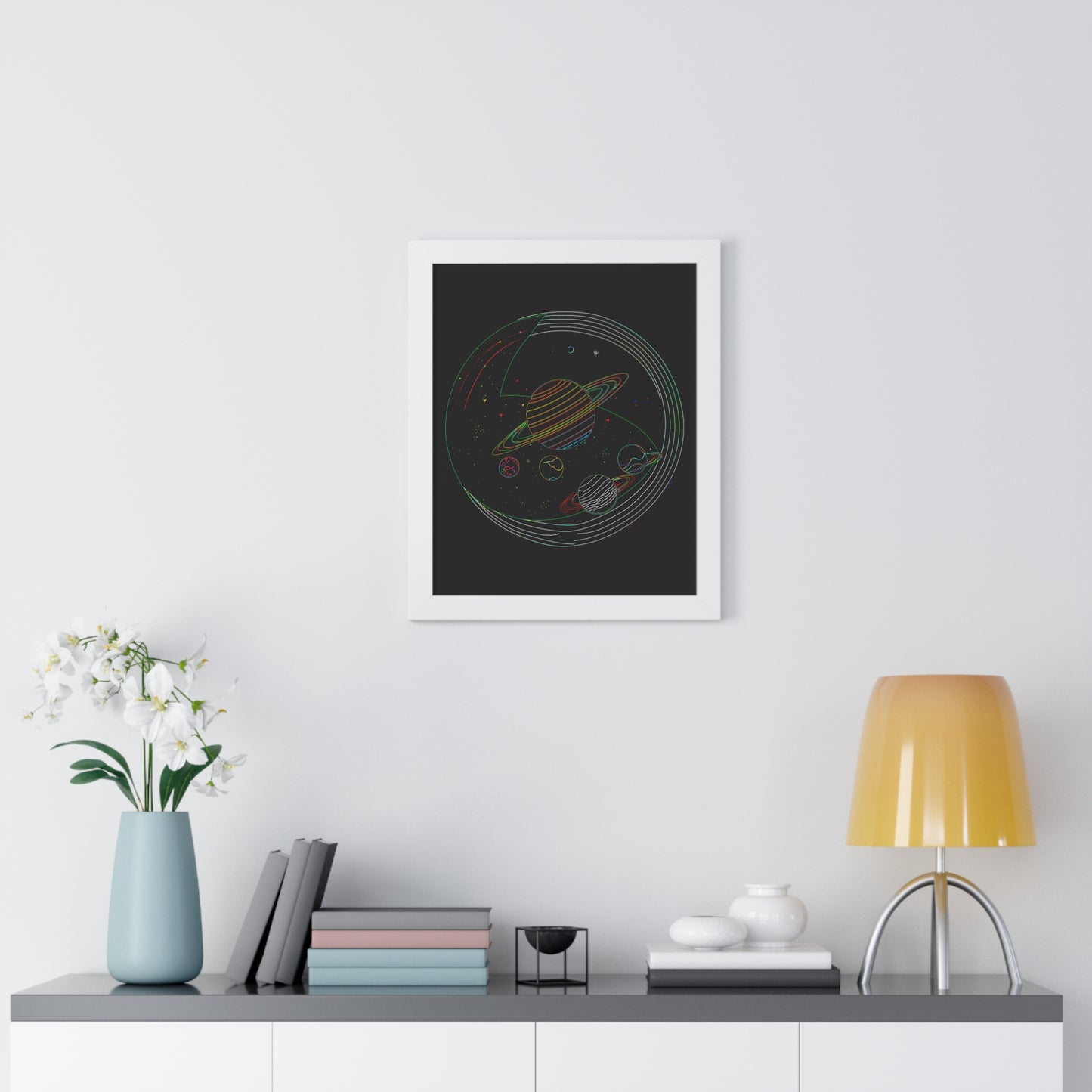 Cosmic Planetary Framed Vertical Poster, Space Art Decor, Astronomy Gift, Home Wall Art, Celestial Decoration, Galaxy Print