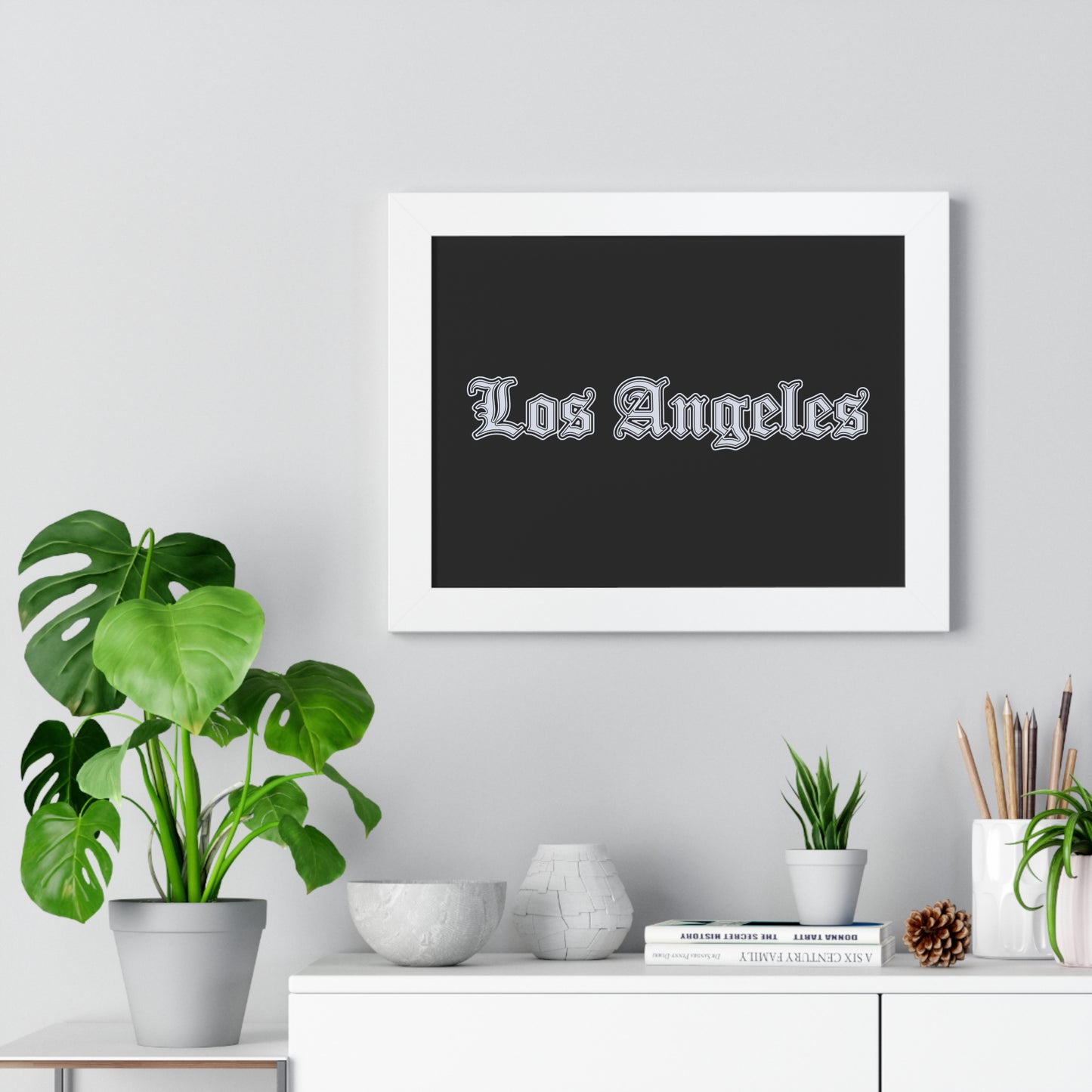 Los Angeles Framed Horizontal Poster, Wall Art, Home Decor, Gift for LA Lovers, Modern Wall Art, Interior Decoration - Silver Edition