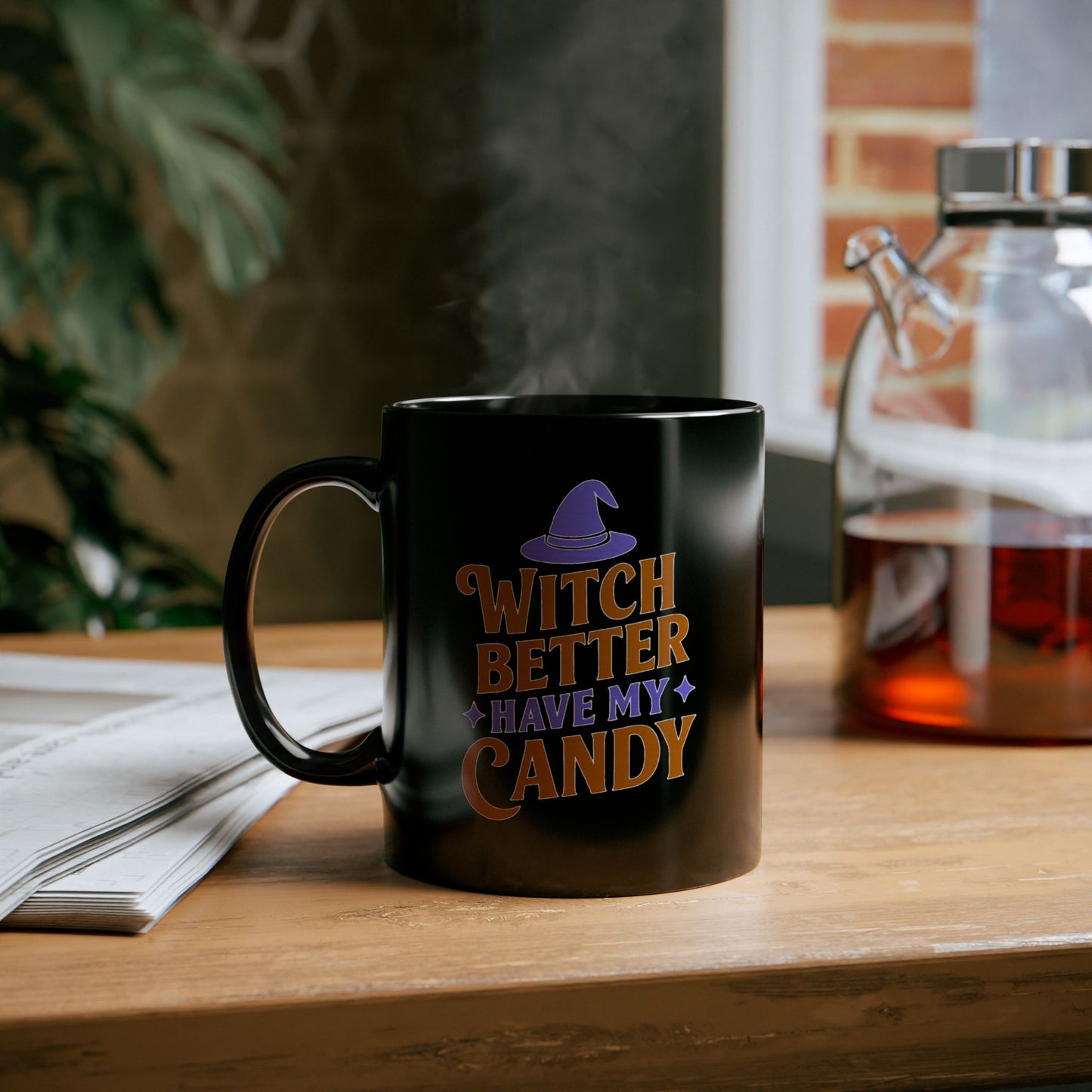 Witchy Black Mug, Halloween Coffee Cup, Perfect for Spooky Season, Gift for Witches, Trick or Treat Drinkware, Halloween Party Essentials
