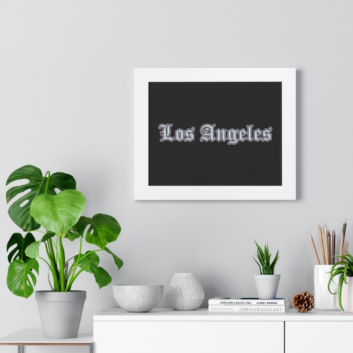 Los Angeles Framed Horizontal Poster, Wall Art, Home Decor, Gift for LA Lovers, Modern Wall Art, Interior Decoration - Silver Edition