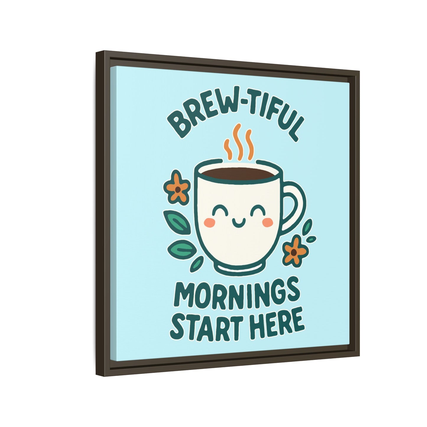 Framed Canvas Art, Brew-tiful Mornings Wall Decor, Coffee Lovers Gift, Kitchen Decoration, Cozy Home Art, Cute Framed Print