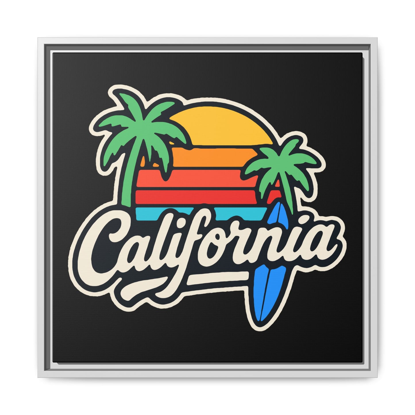California Sunset Canvas Art, Framed Wall Decor, Tropical Beach Vibe, Home & Office Decor, Gift for Beach Lovers, Summer Art