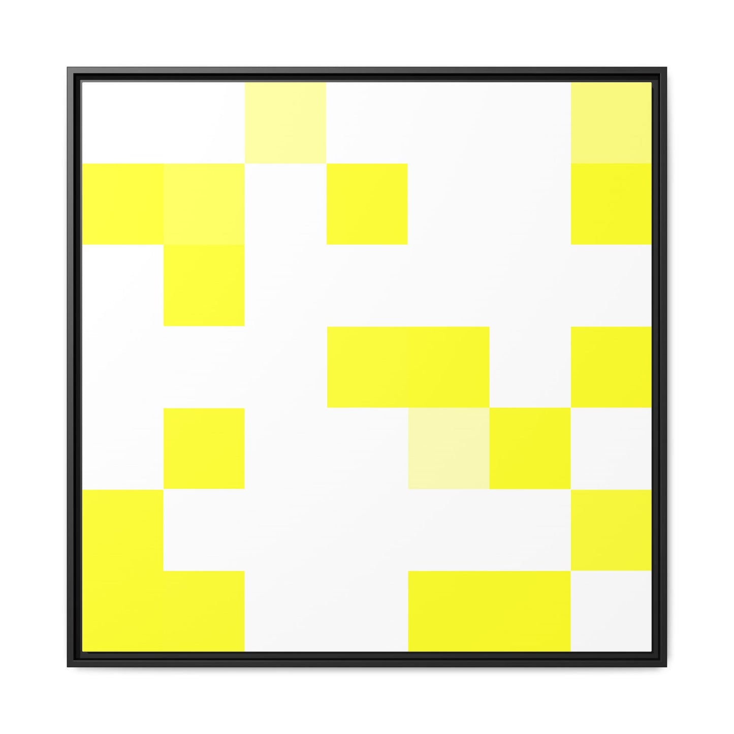 Yellow Pixel Grid - Framed Canvas