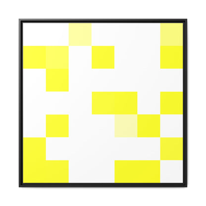 Yellow Pixel Grid - Framed Canvas
