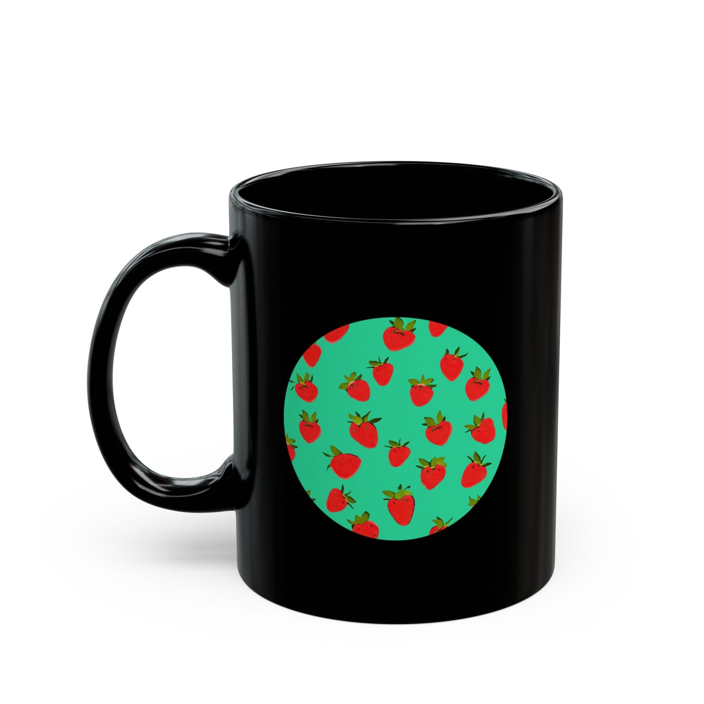 Strawberry Pattern - Black Mug
