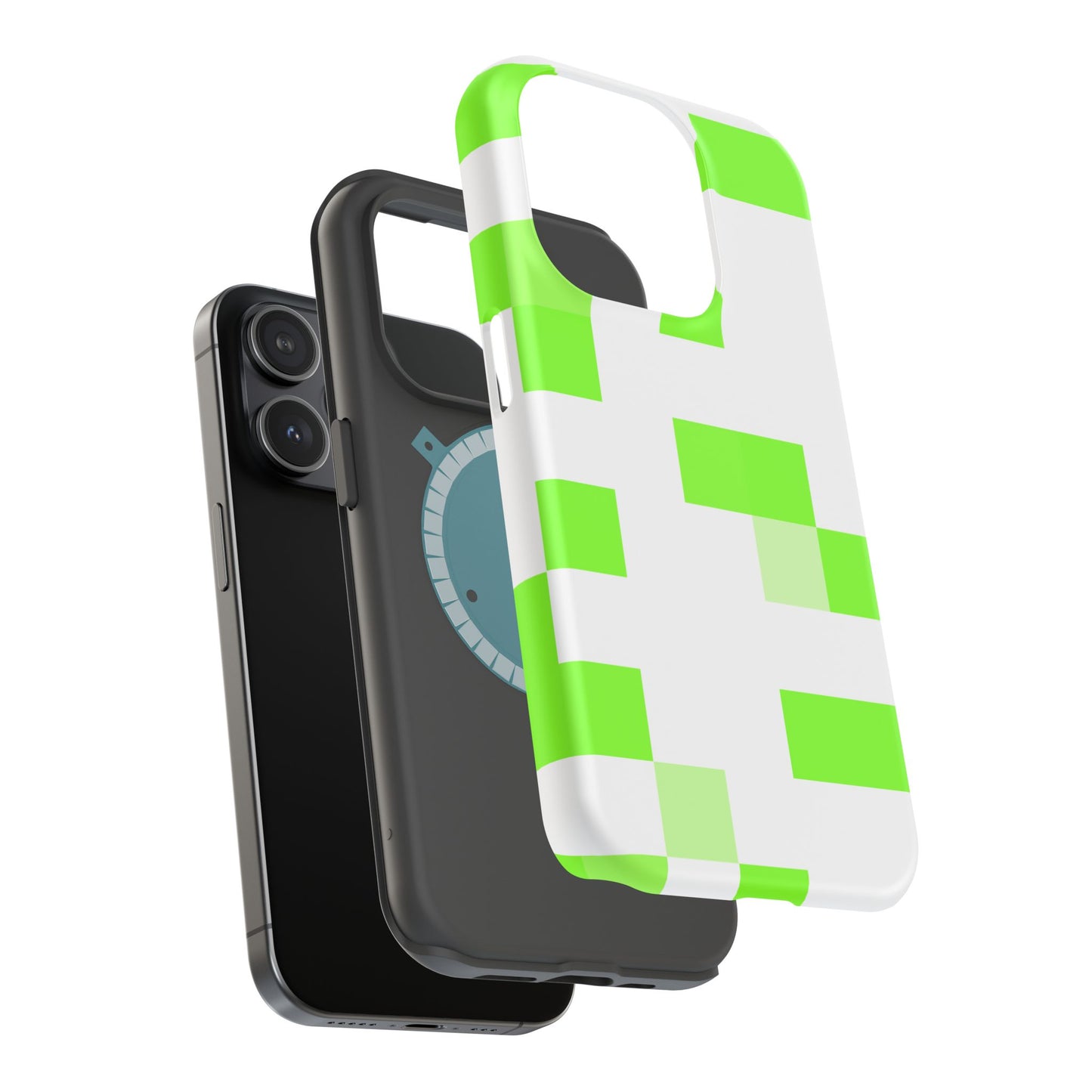 Lime Green Pixel Grid - Magnetic Phone Case
