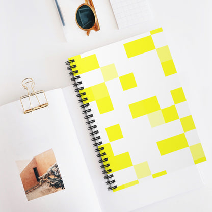 Yellow Pixel Grid - Spiral Notebook
