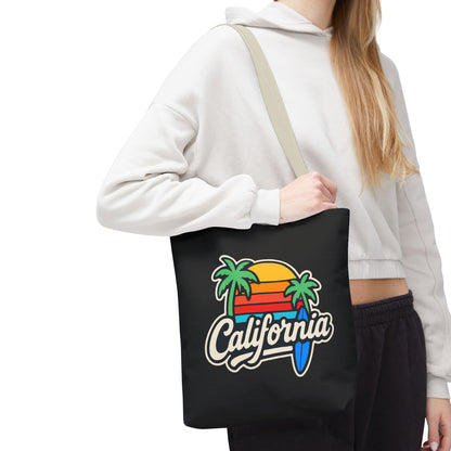 California Retro Tote Bag - Beach Vibes, Summer Accessory, Travel Bag, Gift for Friends, Eco-Friendly Shopping