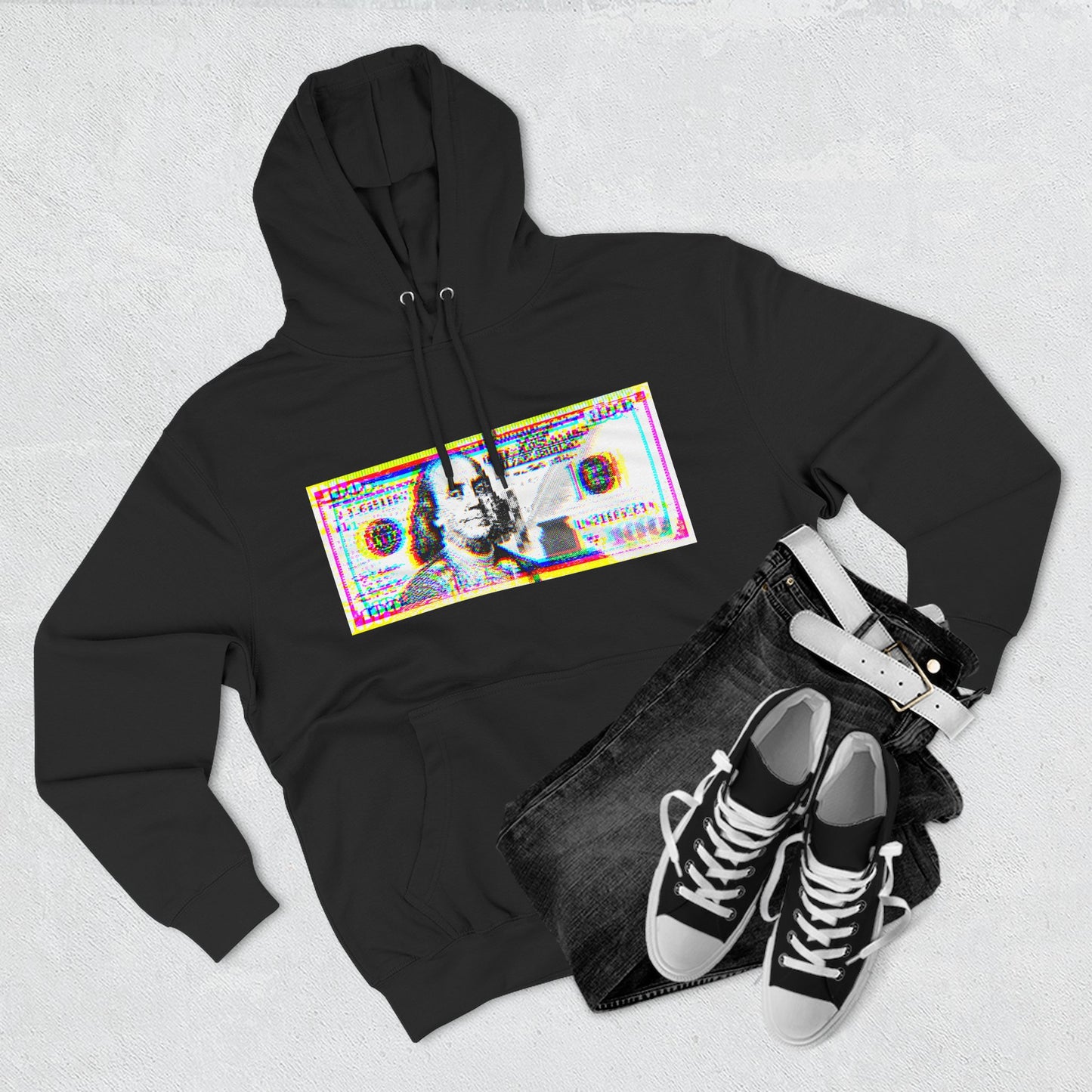 100 Dollars Bill - Neon Color Explosion - Hoodie