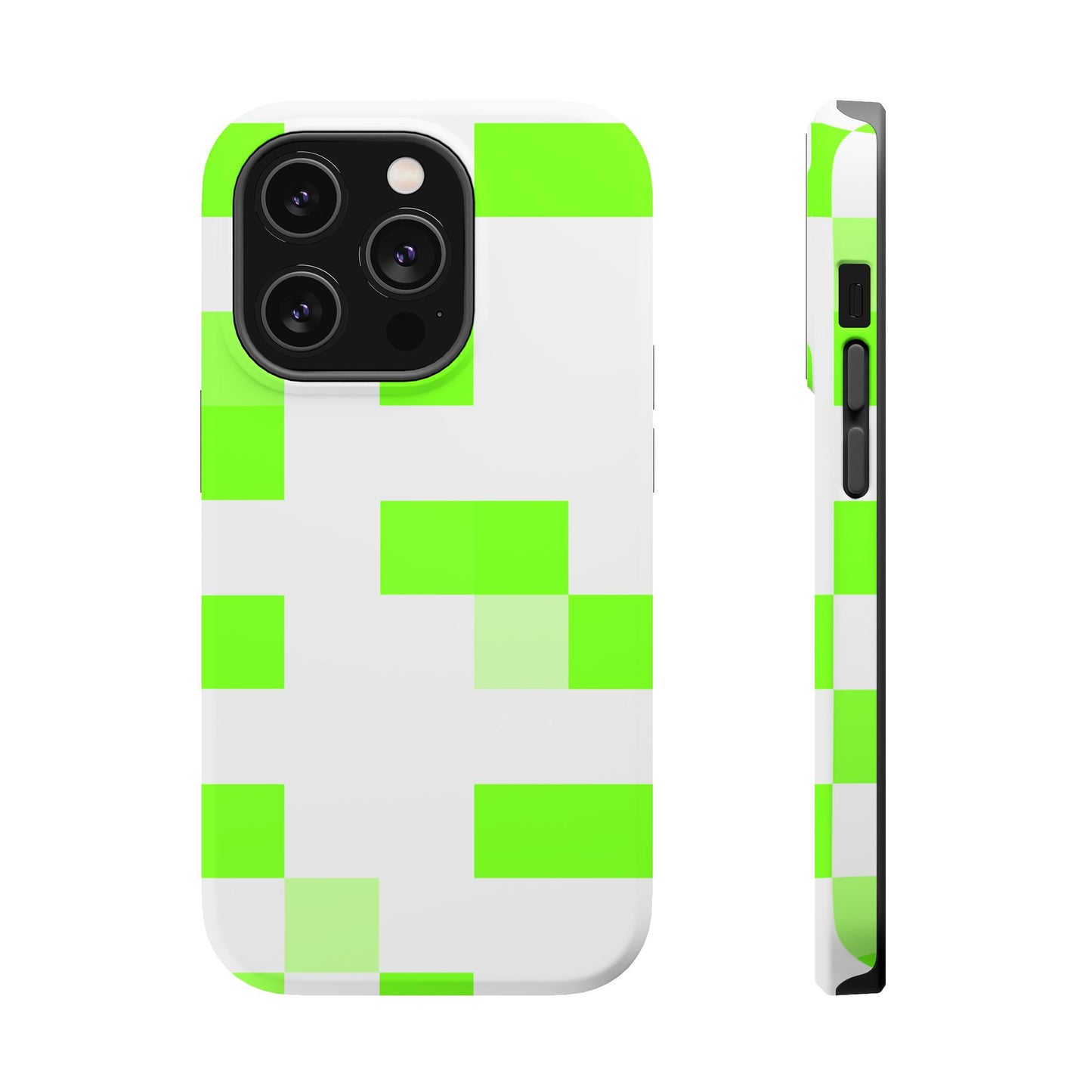 Lime Green Pixel Grid - Magnetic Phone Case