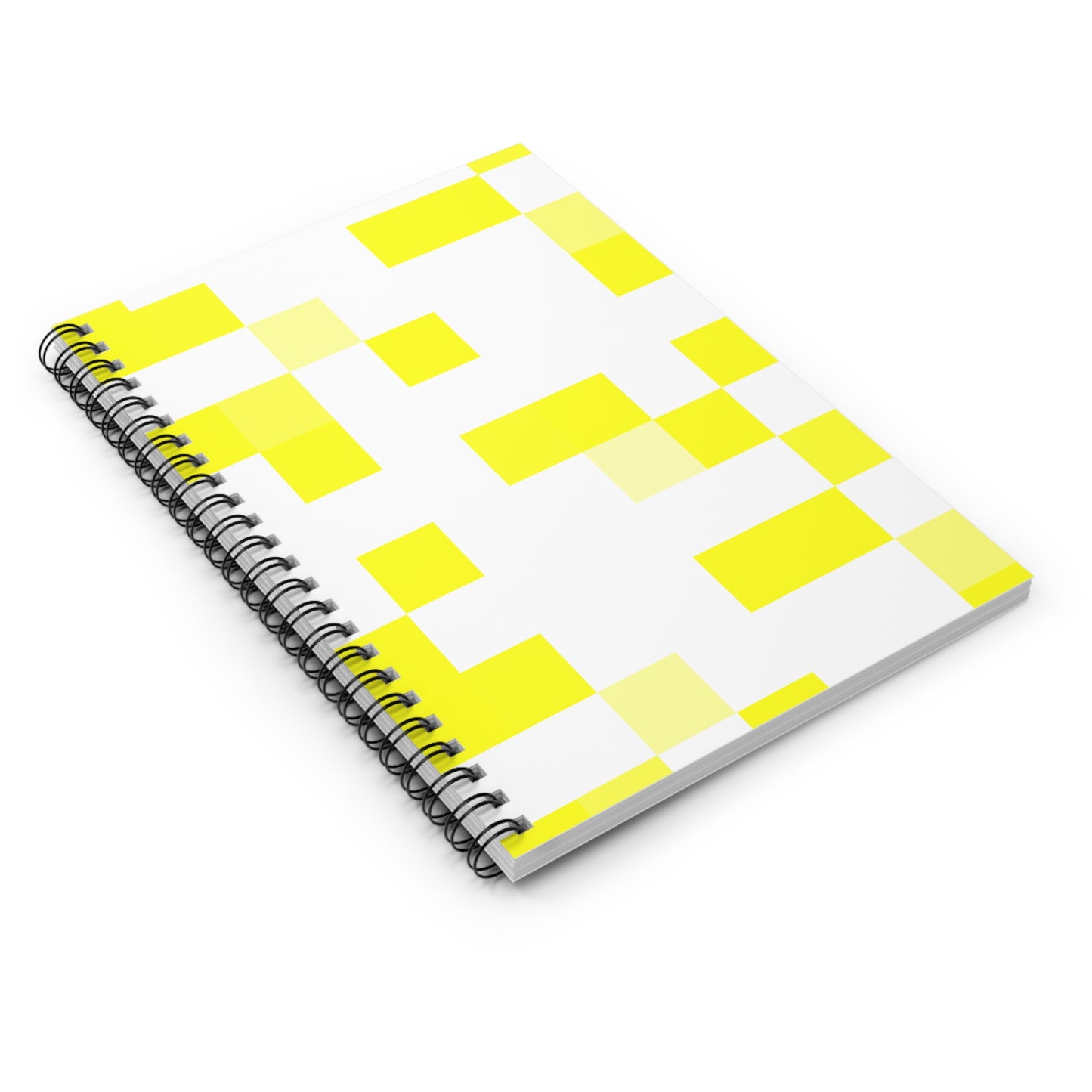 Yellow Pixel Grid - Spiral Notebook