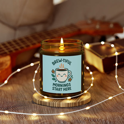 Brew-tiful Mornings Scented Candle, Coconut Apricot Wax, Relaxing Home Decor, Gift for Coffee Lovers, Cozy Atmosphere, Aromatherapy