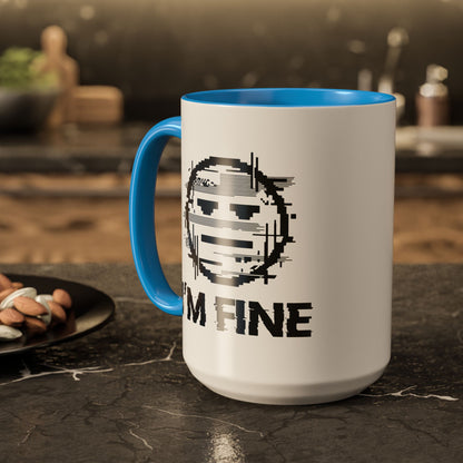 I’m Fine Glitched Smiley - Color Accent Mug
