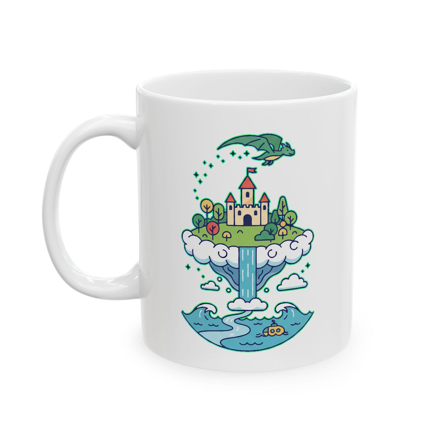 Floating Castle Dragon - Magical Fantasy Island - Mug