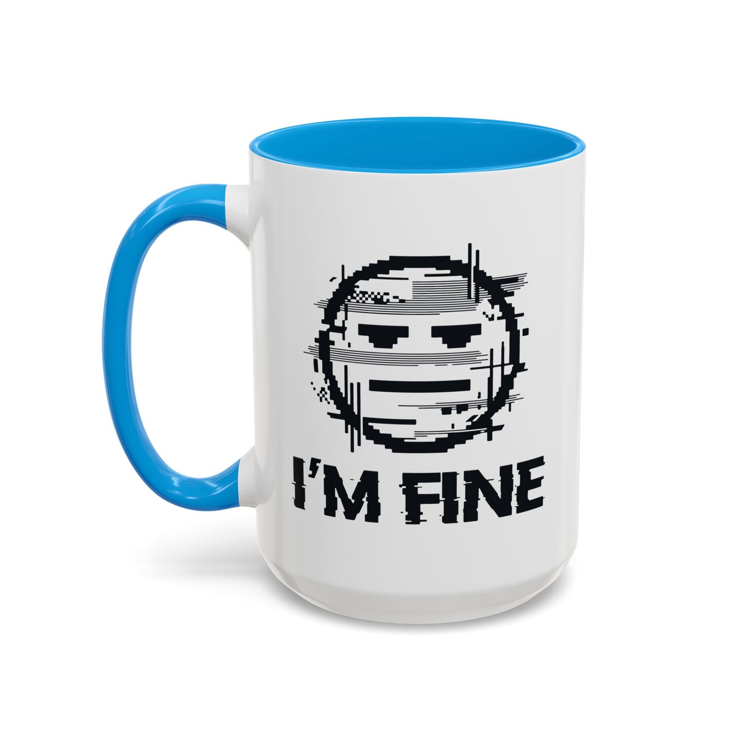 I’m Fine Glitched Smiley - Color Accent Mug