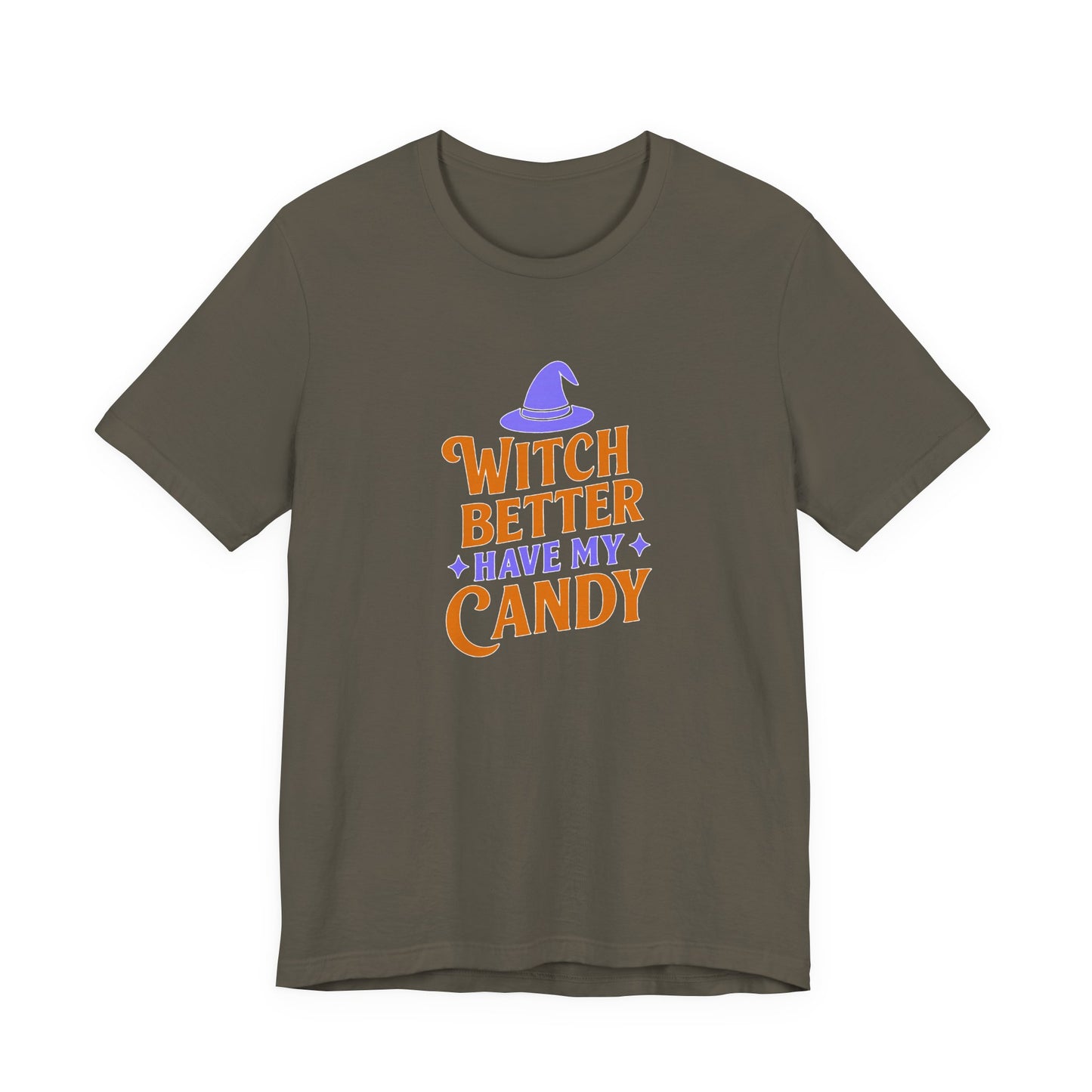 Halloween Witch Candy Tee, Funny Halloween Shirt, Unisex Halloween T-Shirt, Casual Fall Apparel, Trick or Treat Outfit