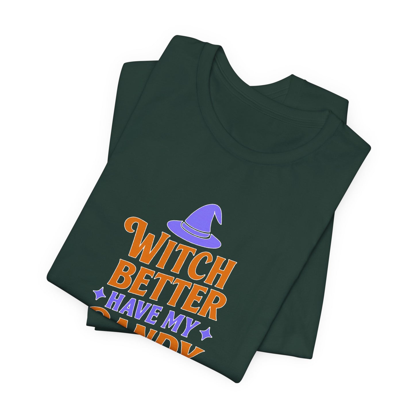 Halloween Witch Candy Tee, Funny Halloween Shirt, Unisex Halloween T-Shirt, Casual Fall Apparel, Trick or Treat Outfit