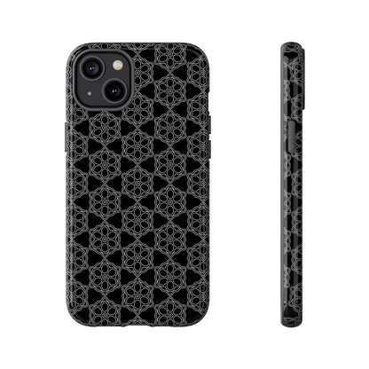 Geometric Pattern Phone Case, Dark Floral Case for Tough Protection, Stylish Smartphone Accessory, Gift for Tech Lovers, Trendy Mobile Cover
