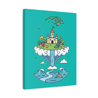 Floating Castle Dragon - Magical Fantasy Island - Canvas